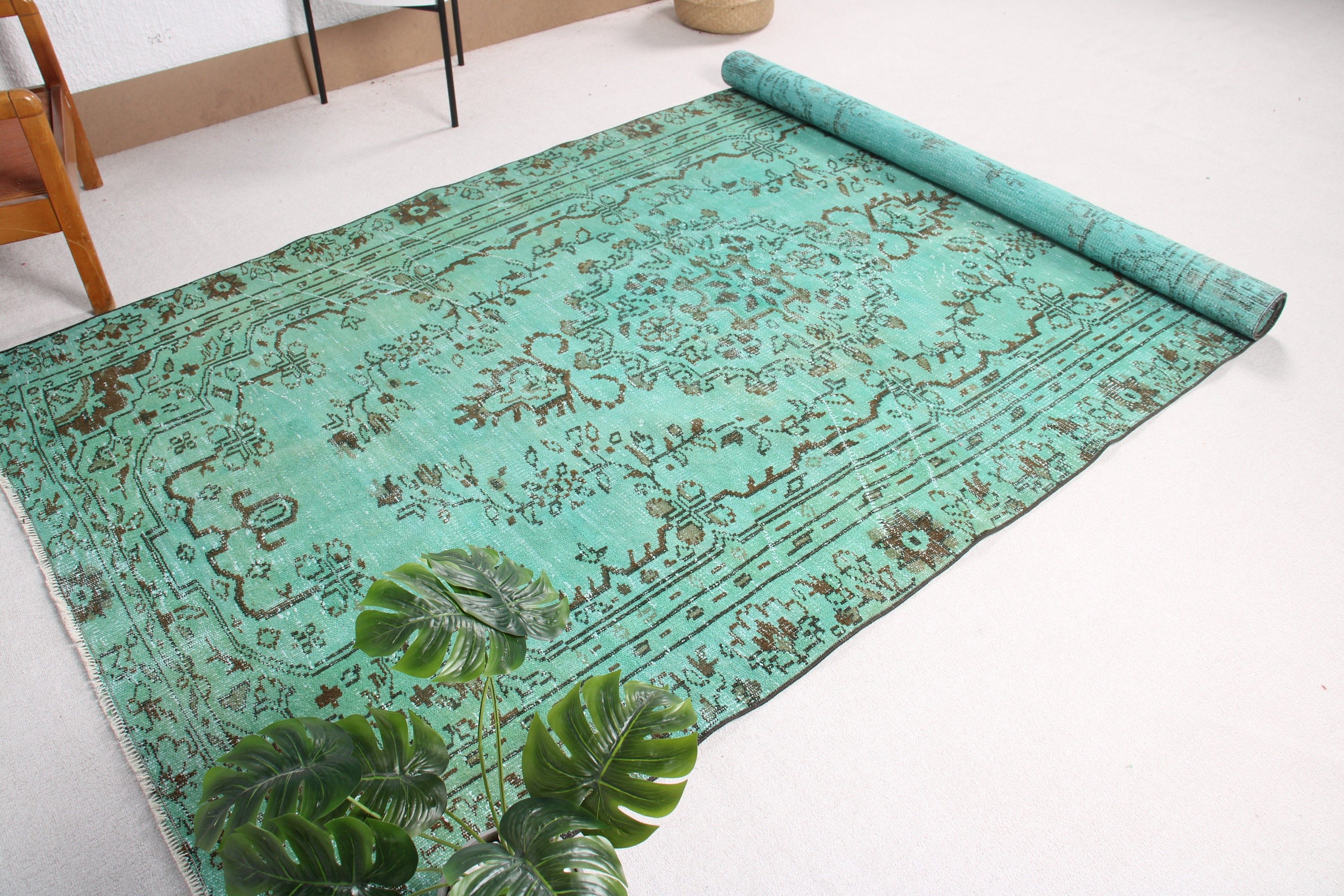 Yeşil Oryantal Halı, Fas Halısı, Lüks Halılar, 5,3x9,8 ft Büyük Halılar, Büyük Boho Halısı, Büyük Vintage Halı, Türk Halıları, Vintage Halılar