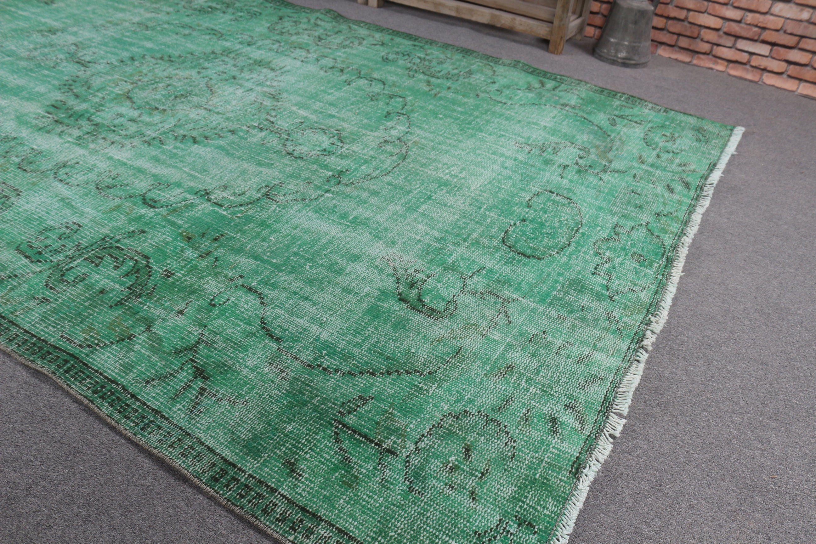 Large Boho Rugs, Vintage Rugs, Large Vintage Rug, Neutral Rugs, Turkish Rugs, 5.6x9 ft Large Rug, Green Home Decor Rug