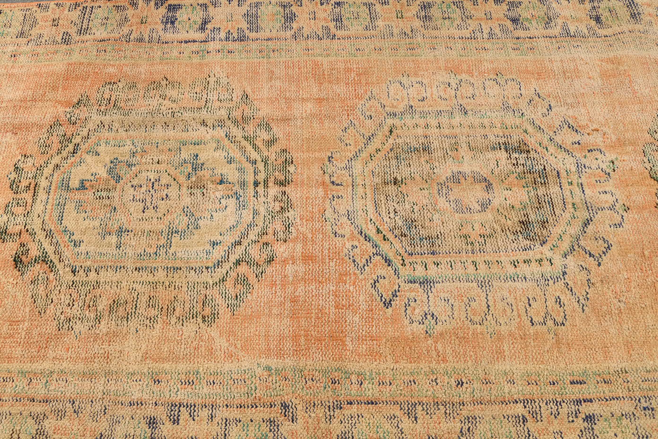 Vintage Rug, Rugs for Floor, Orange Antique Rug, Nursery Rug, Turkish Rug, Cool Rug, Dining Room Rug, 3.9x9.4 ft Area Rug, Antique Rug