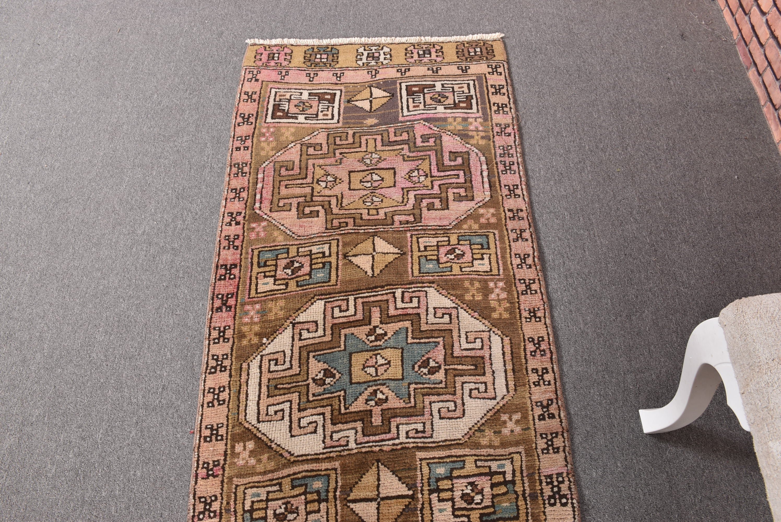 Türk Halısı, Nötr Halı, 2.2x9.7 ft Runner Halısı, Oushak Halıları, Vintage Halılar, Bronz Anadolu Halıları, Vintage Runner Halıları, Koridor Halıları