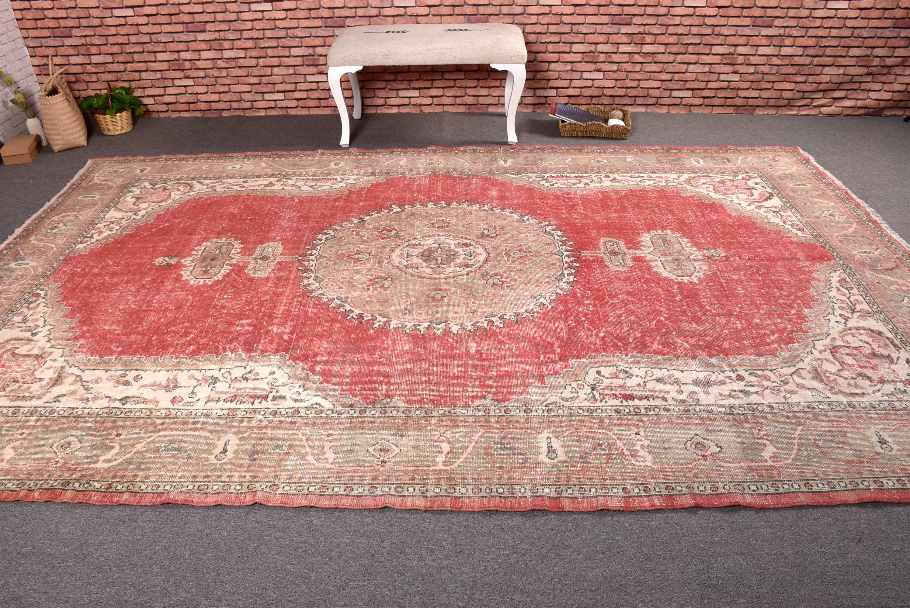 Oriental Rug, Turkish Rug, Oversize Turkish Rugs, Exotic Rug, Vintage Rug, 7.2x11.3 ft Oversize Rugs, Beige Statement Rug, Geometric Rugs