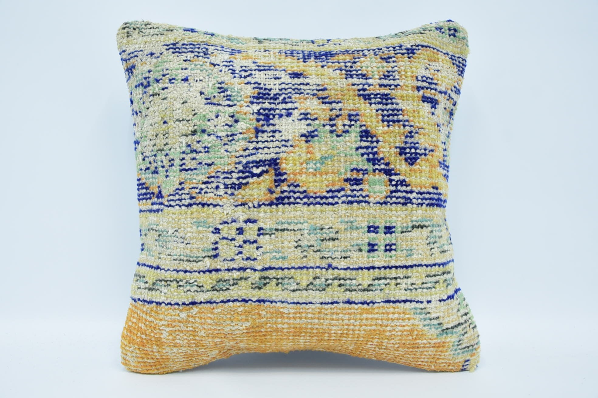 18"x18" Blue Pillow Cover, Kilim Pillow, Handmade Kilim Cushion, Interior Designer Pillow, Handwoven Pillow Cover Cushion Case