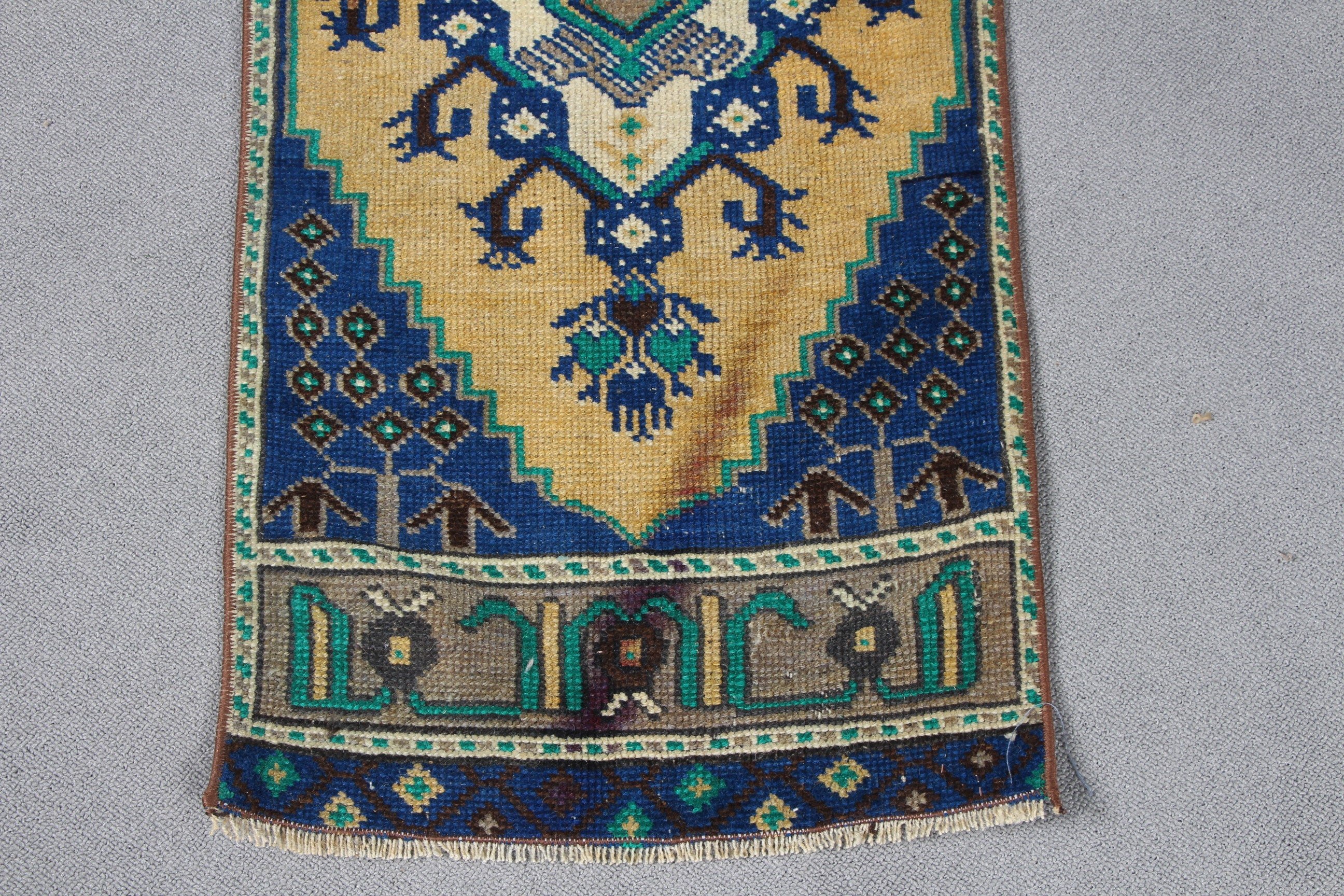 Yeşil Antika Halılar, 1.4x3.6 ft Küçük Halı, Vintage Halılar, Fas Halıları, Türk Halısı, Mutfak Halısı, Soğuk Halılar, Araba Paspas Halıları, Banyo Halısı