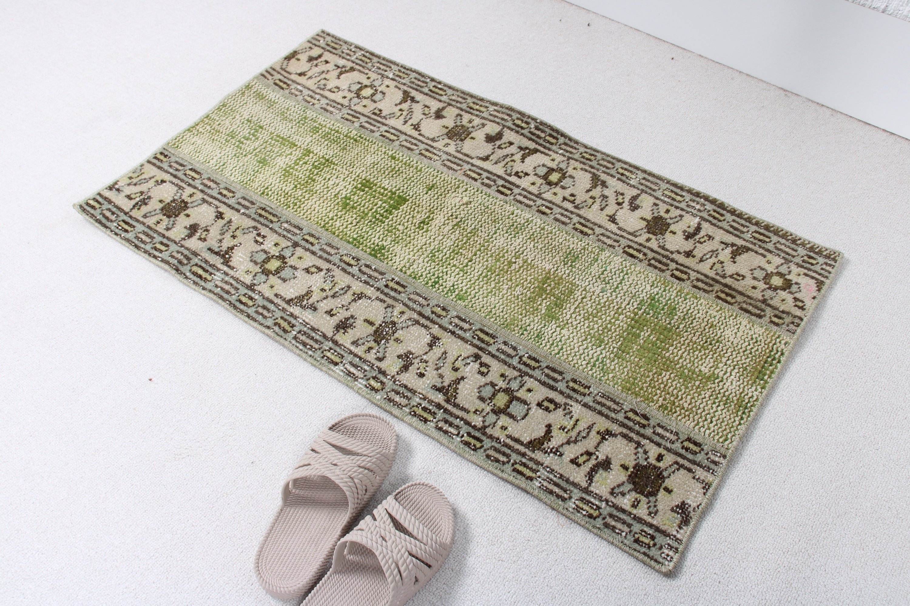 Mutfak Halıları, 1.9x3.2 ft Küçük Halı, Banyo Paspası Boho Halısı, Türk Halısı, Yeşil Boho Halısı, Yatak Odası Halıları, Vintage Halı, Araba Paspas Halıları, Geometrik Halılar