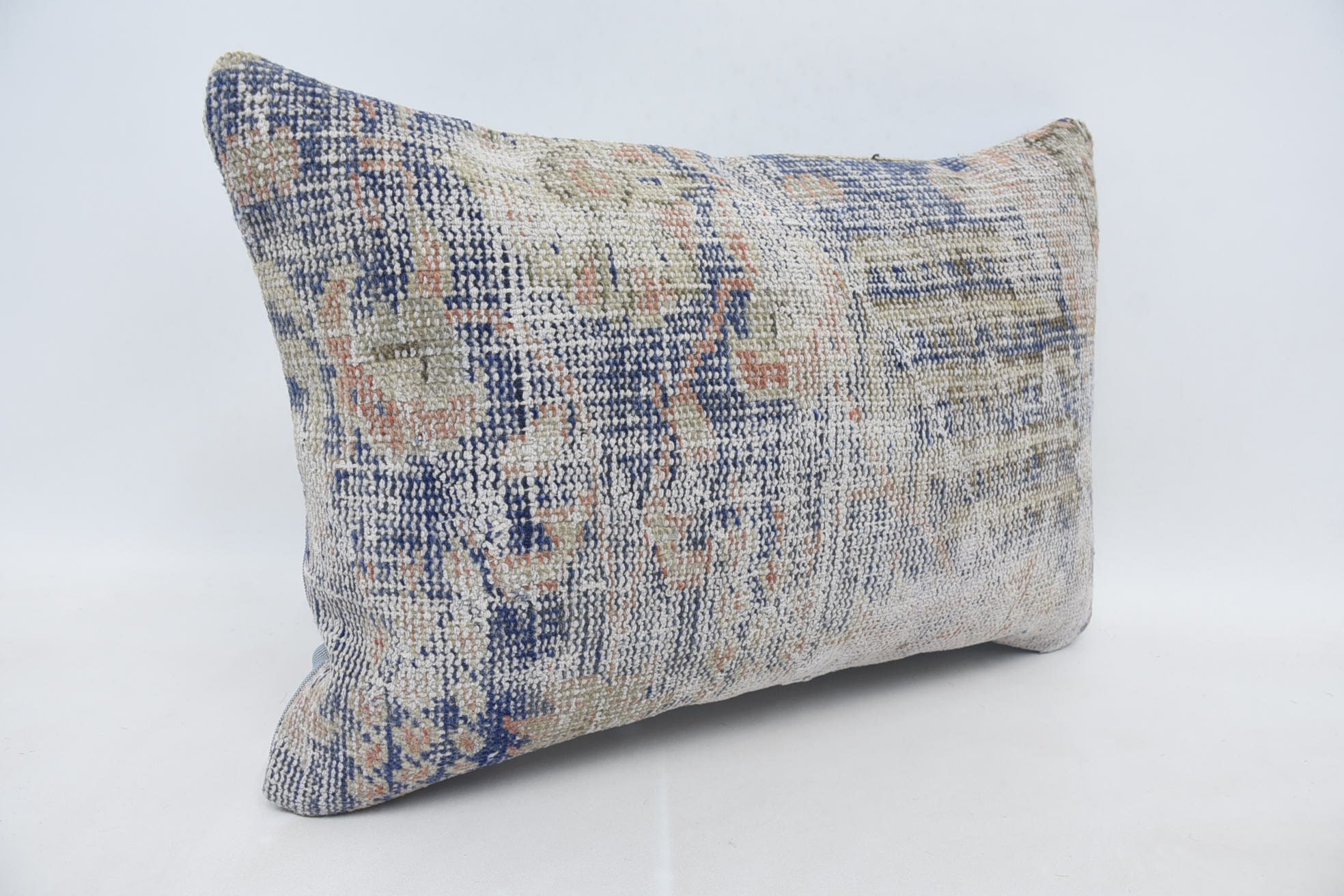 Ethnical Kilim Rug Pillow, Vintage Kilim Pillow, 16"x24" Blue Cushion Cover, Pet Pillow Cover, Gift Pillow, Kilim Rug Cushion Cover