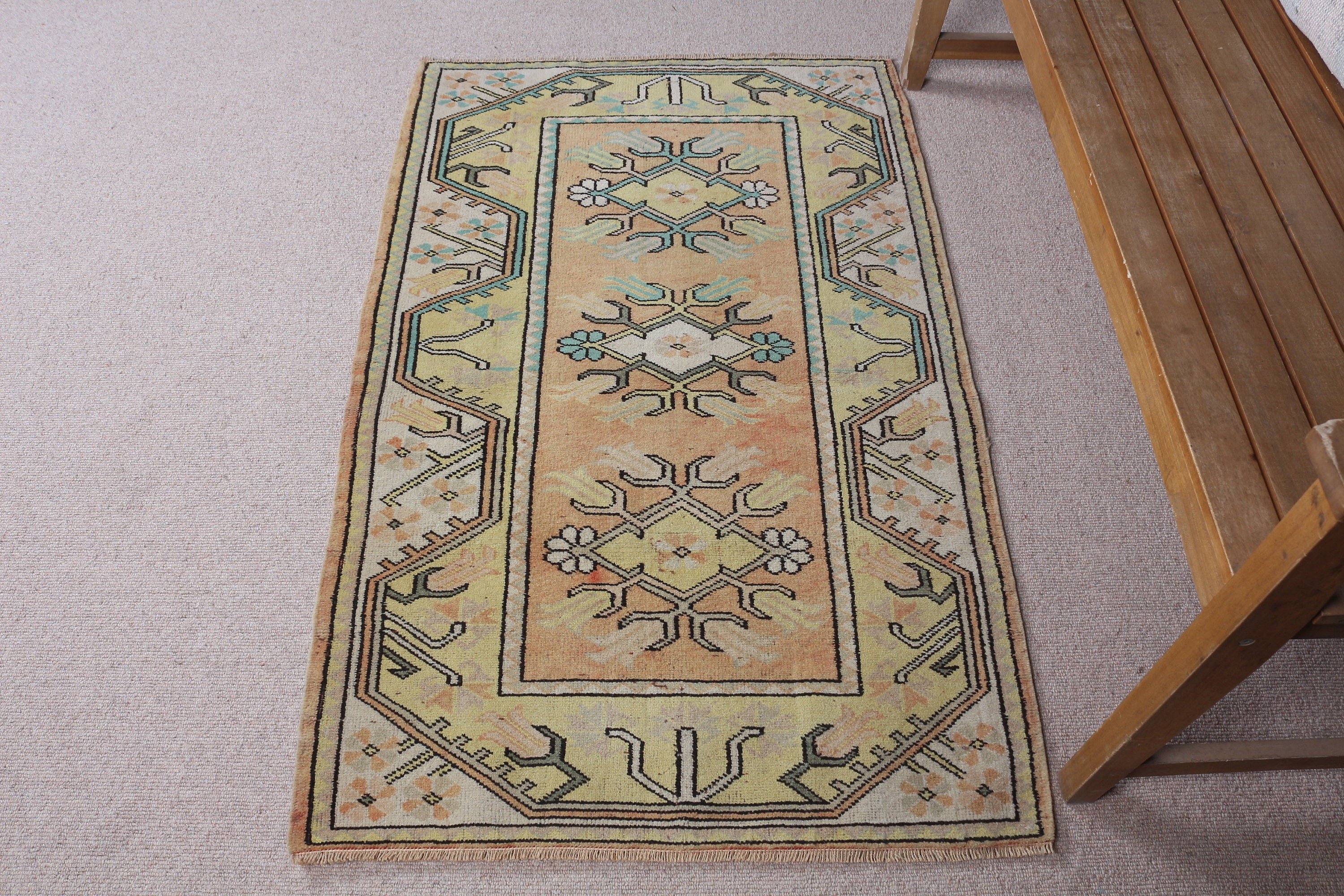 Vintage Rug, Bedroom Rug, Floor Rug, Turkish Rug, 2.8x4.3 ft Small Rug, Orange Home Decor Rugs, Aesthetic Rug, Door Mat Rug