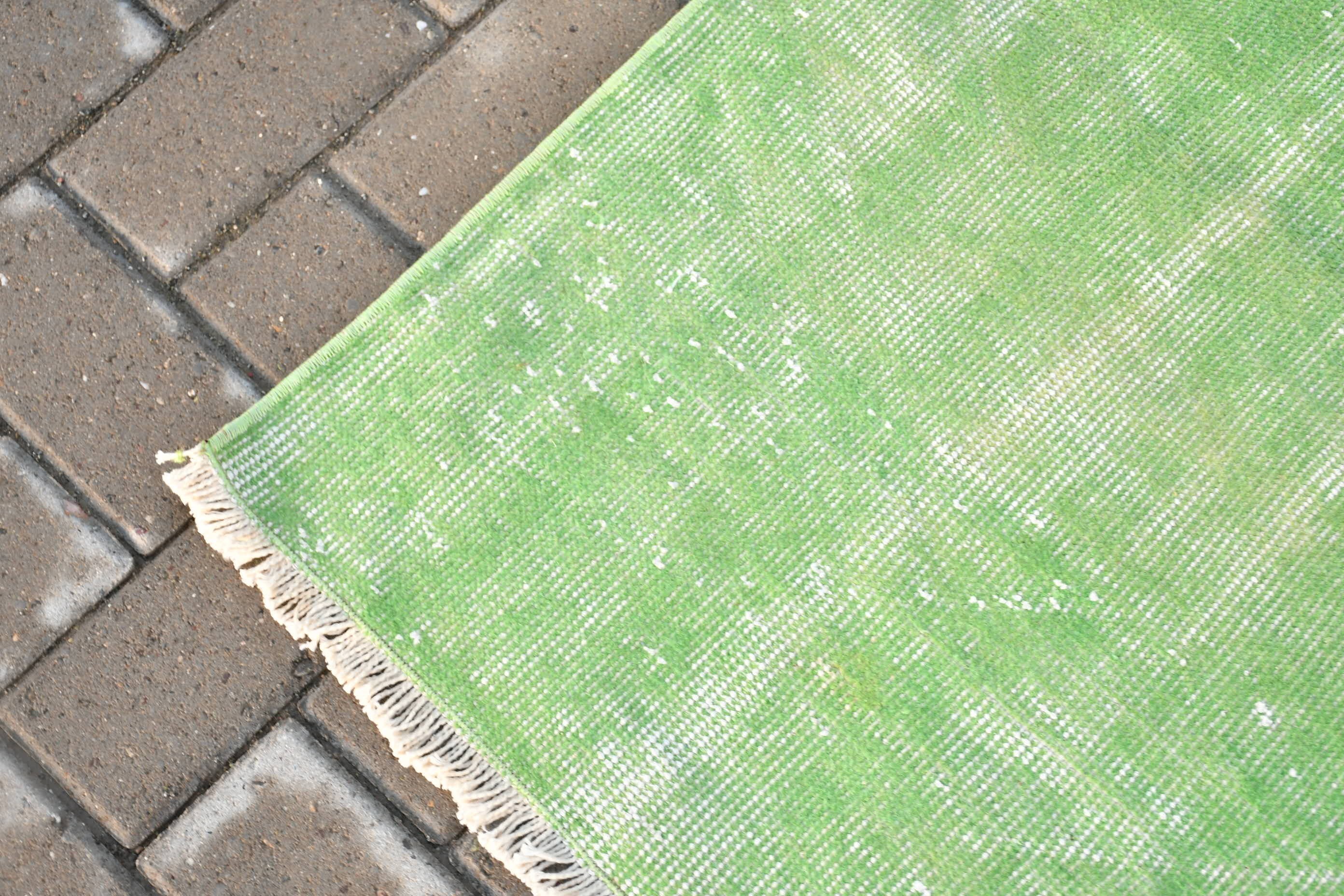 Wool Rug, Vintage Rug, Kitchen Rug, Rugs for Bedroom, Green Cool Rugs, Vintage Decor Rug, 2.8x6.7 ft Accent Rugs, Entry Rug, Turkish Rugs