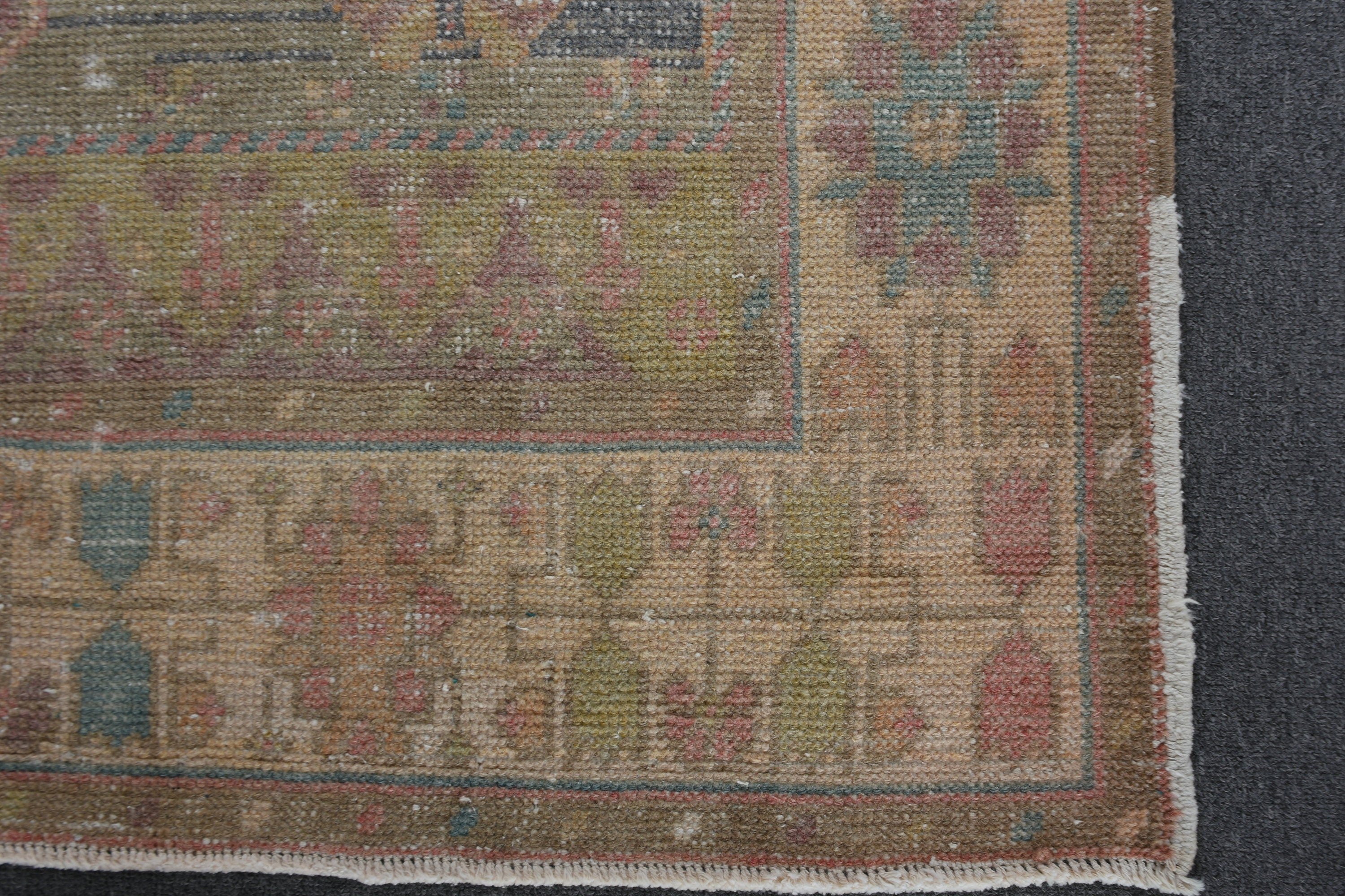 Vintage Halı, 3.9x7.9 ft Alan Halısı, Oturma Odası Halısı, Göçebe Halısı, Kahverengi Zemin Halısı, Türk Halıları, Yemek Odası Halısı, Yatak Odası Halısı, Oushak Halıları