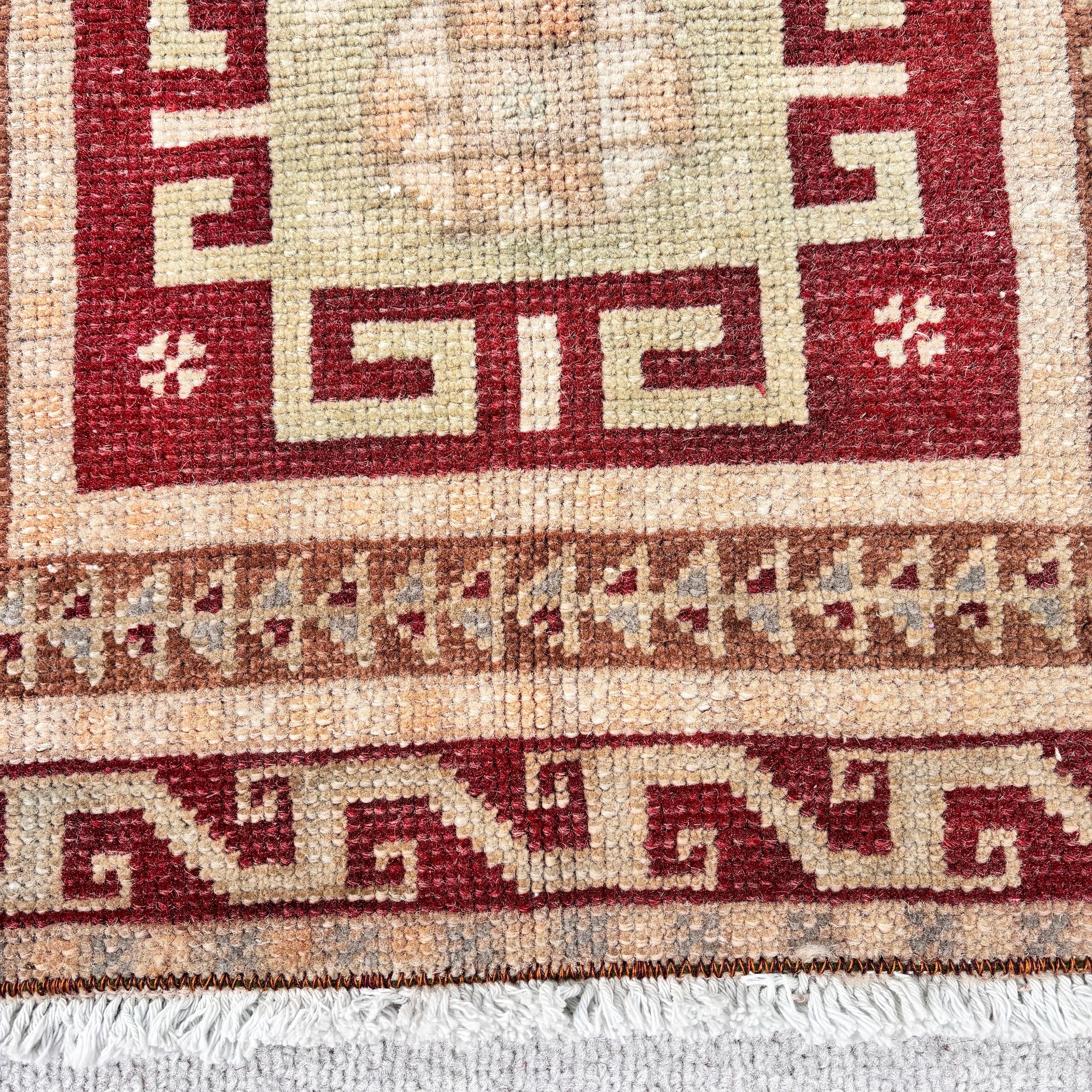 Antique Rug, Neutral Rug, Small Boho Rugs, Ethnic Rug, Vintage Rug, Yellow Boho Rug, Turkish Rugs, Kitchen Rugs, 1.4x3.1 ft Small Rugs