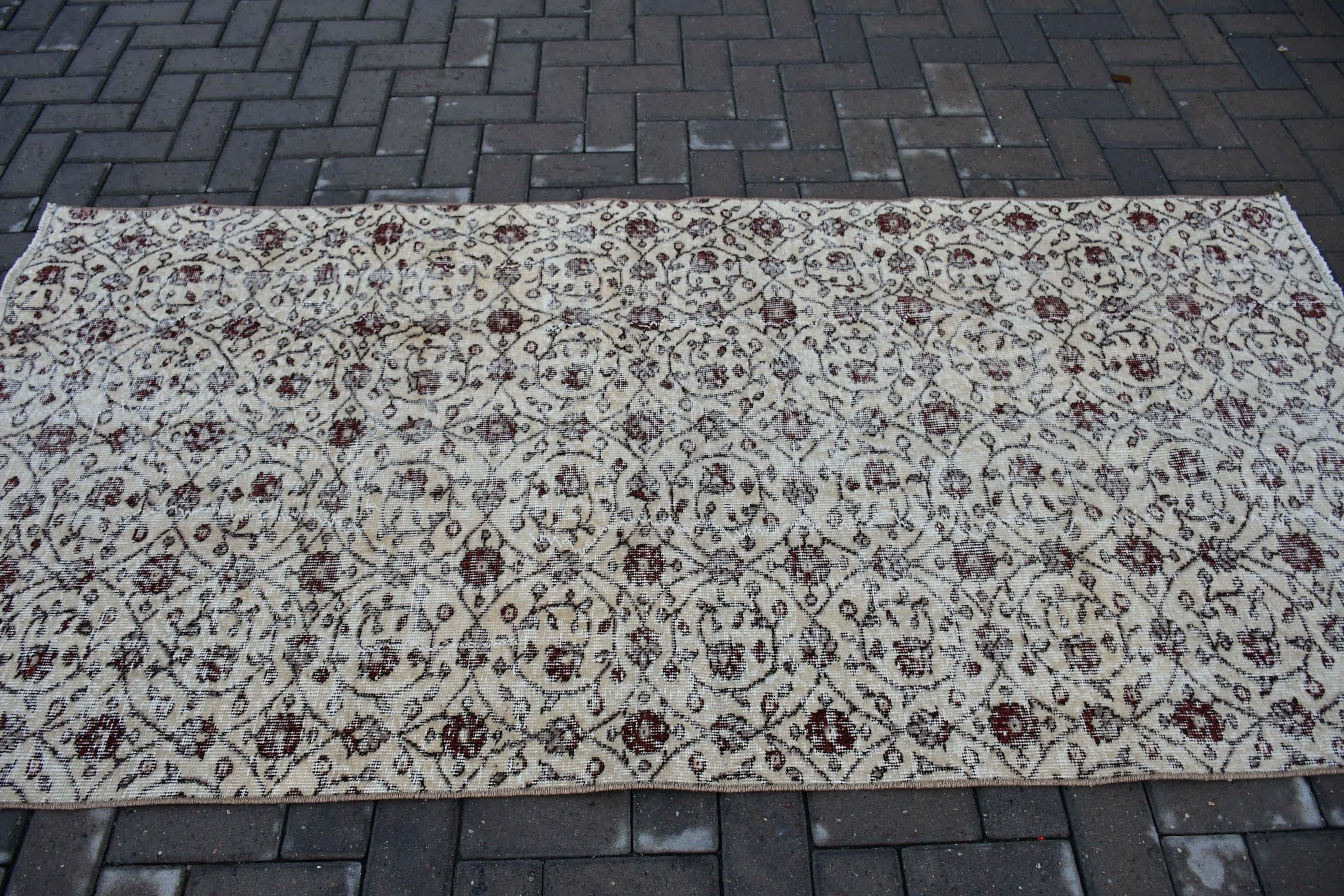 Vintage Halı, Türk Halısı, Soğuk Halı, 3.6x7.5 ft Alan Halısı, İç Mekan Halısı, Oturma Odası Halıları, Bej Yatak Odası Halısı, Bohem Halıları, Ev Dekor Halısı