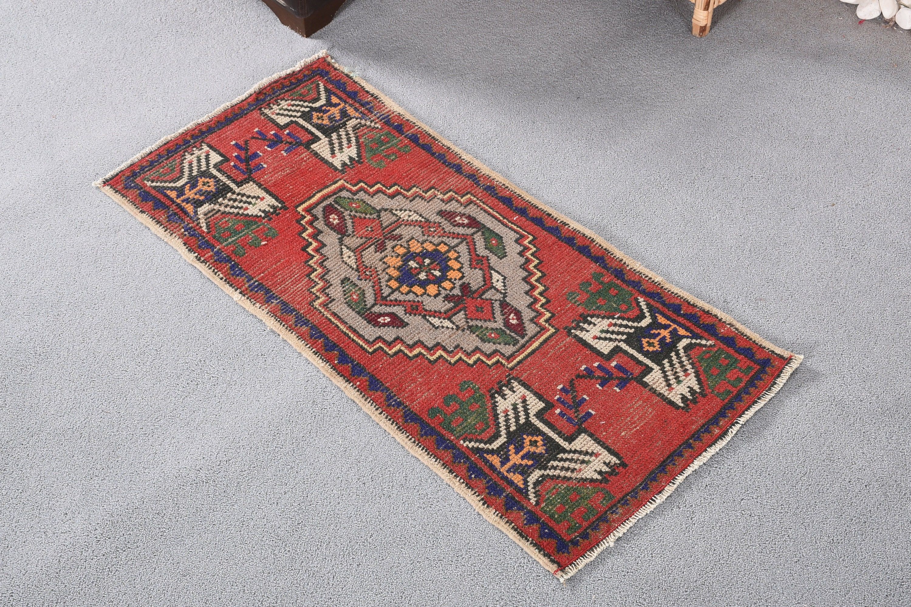 Bedroom Rug, 1.6x3.3 ft Small Rug, Cute Bath Mat Rug, Wall Hanging Rugs, Bath Rug, Vintage Rug, Oriental Rugs, Turkish Rug, Red Antique Rug