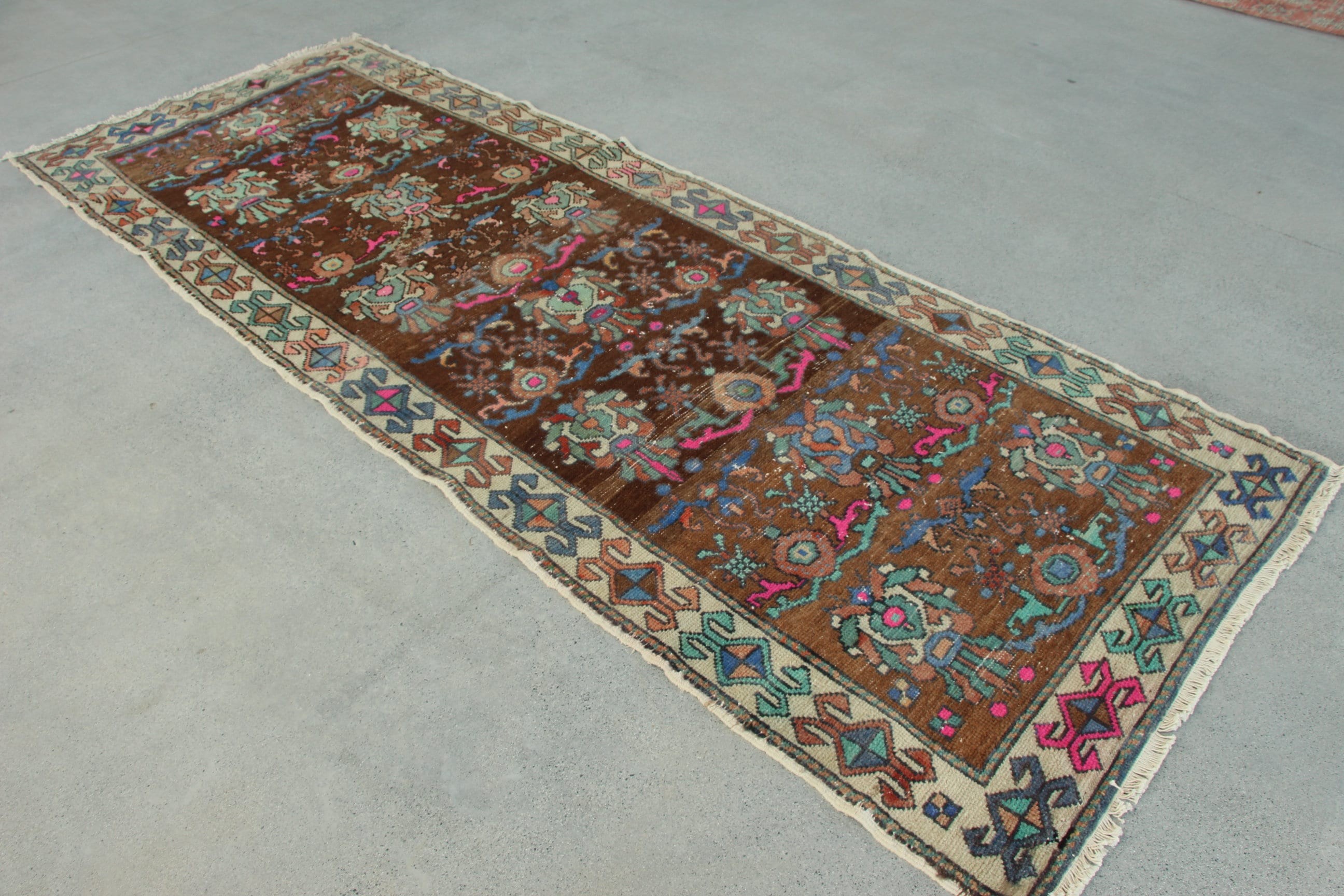 Brown Oriental Rugs, Long Runner Rug, Bedroom Rug, Rugs for Stair, 3.5x9.8 ft Runner Rug, Turkish Rugs, Statement Rugs, Vintage Rug