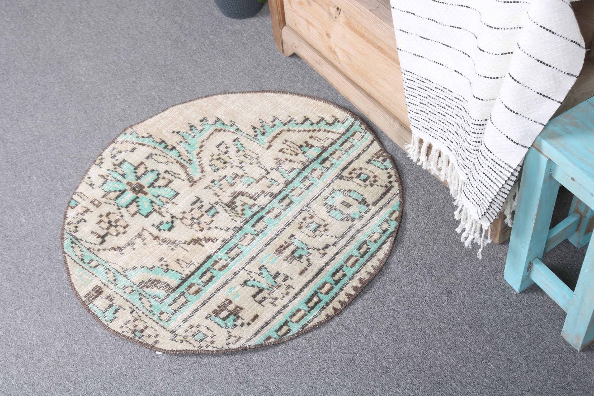 Kitchen Rugs, Nursery Rug, Vintage Rug, Bedroom Rug, Home Decor Rugs, 2.3x2.3 ft Small Rugs, Turkish Rug, Rugs for Wall Hanging, Bright Rug