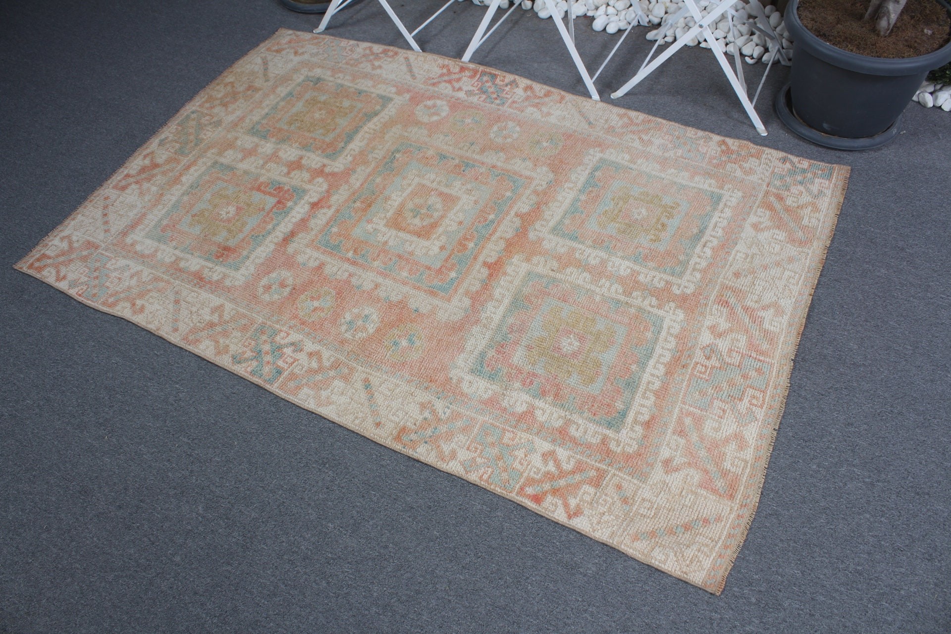 Türk Halısı, 3.9x5.8 ft Aksan Halısı, Yatak Odası Halısı, Vintage Halı, Antika Halı, Giriş Halıları, Çocuk Odası Halıları, Pembe Anadolu Halısı, Yün Halı