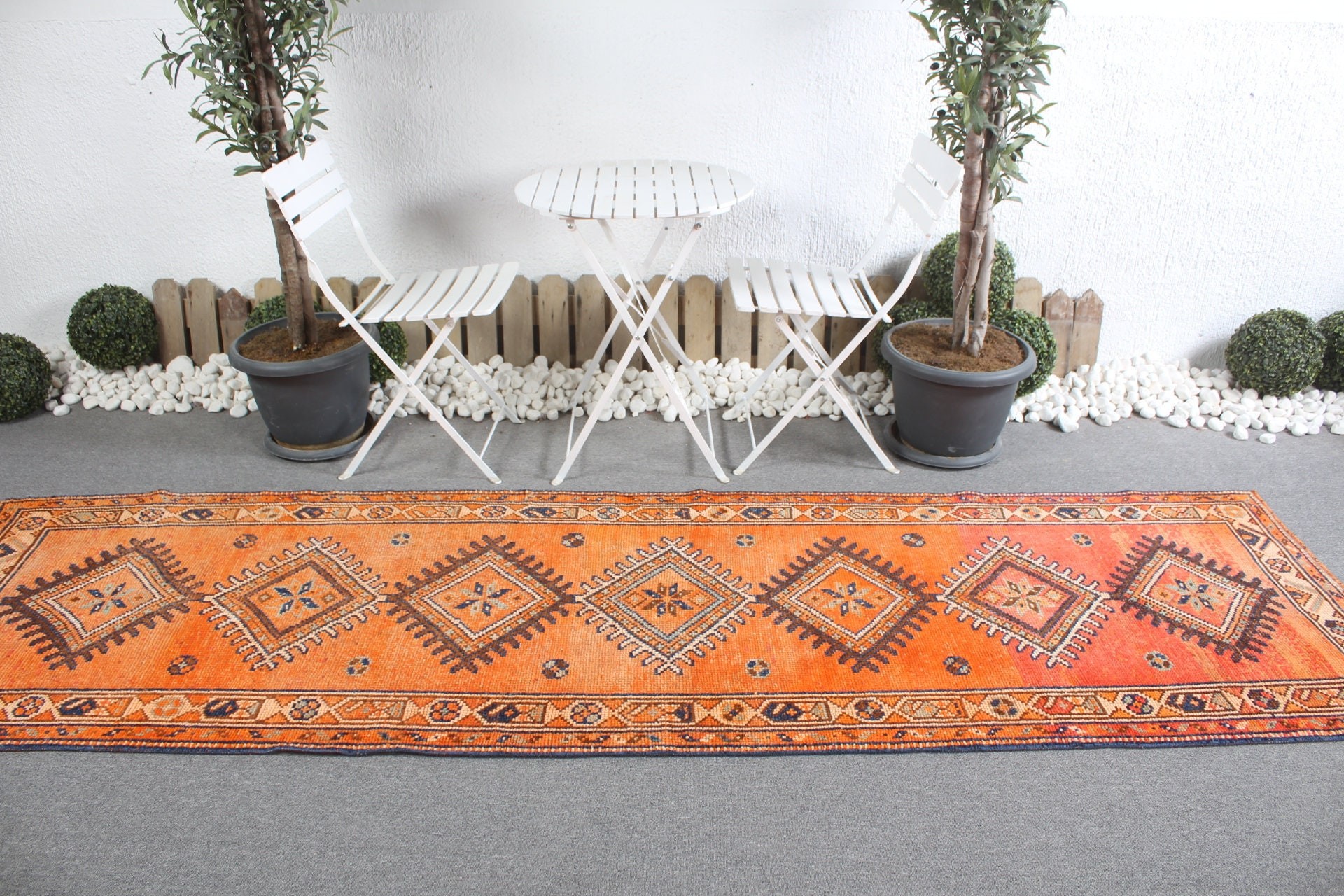 Kitchen Rugs, Home Decor Rug, Stair Rug, Vintage Rug, Orange Anatolian Rug, 3.1x10.5 ft Runner Rug, Bright Rugs, Oushak Rug, Turkish Rug