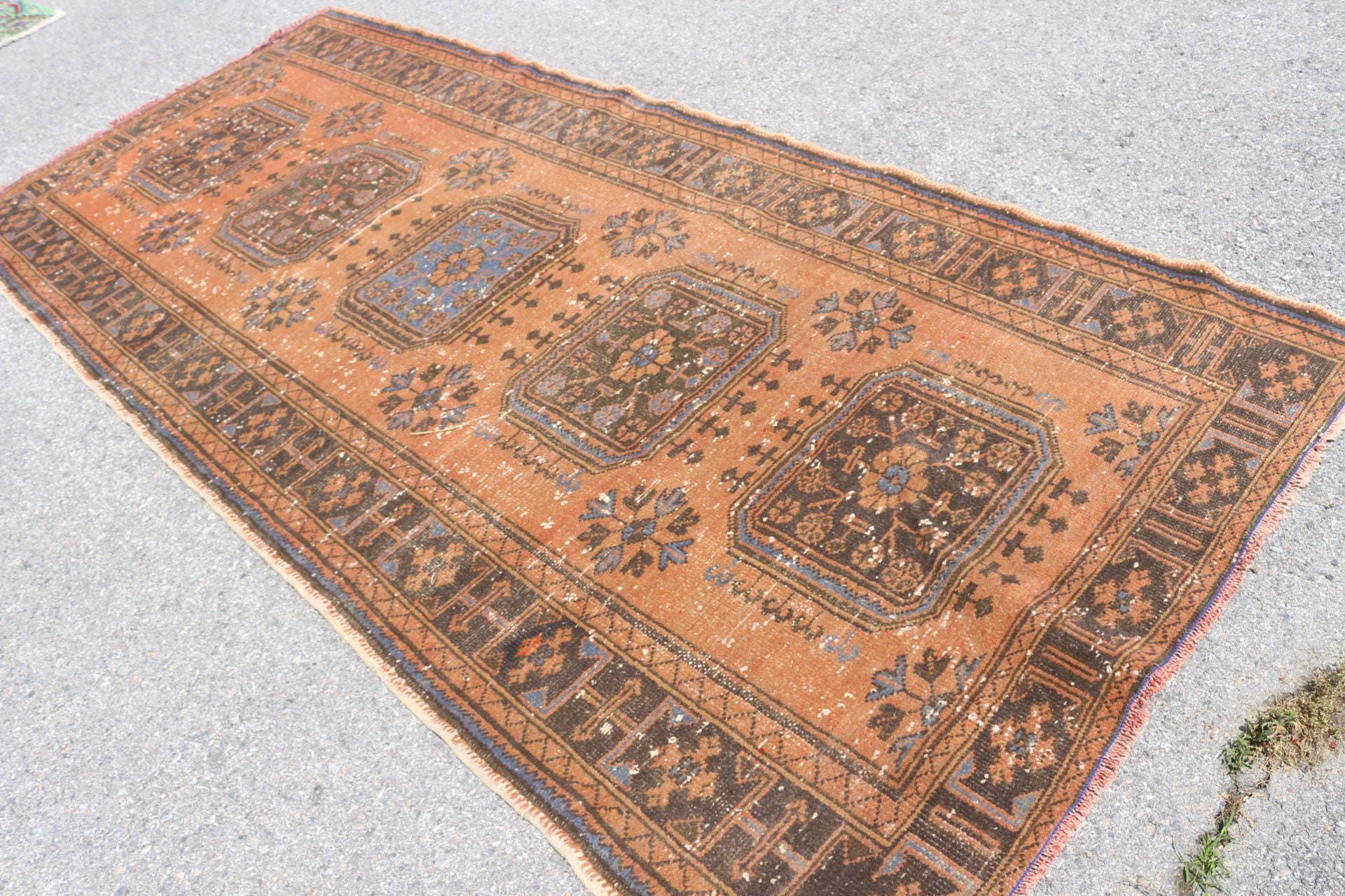 Vintage Halı, Ev Dekor Halısı, Yer Halısı, Oturma Odası Halısı, Salon Halıları, Türk Halısı, Mutfak Halıları, Turuncu Yün Halı, 4,7x10,7 ft Büyük Halılar