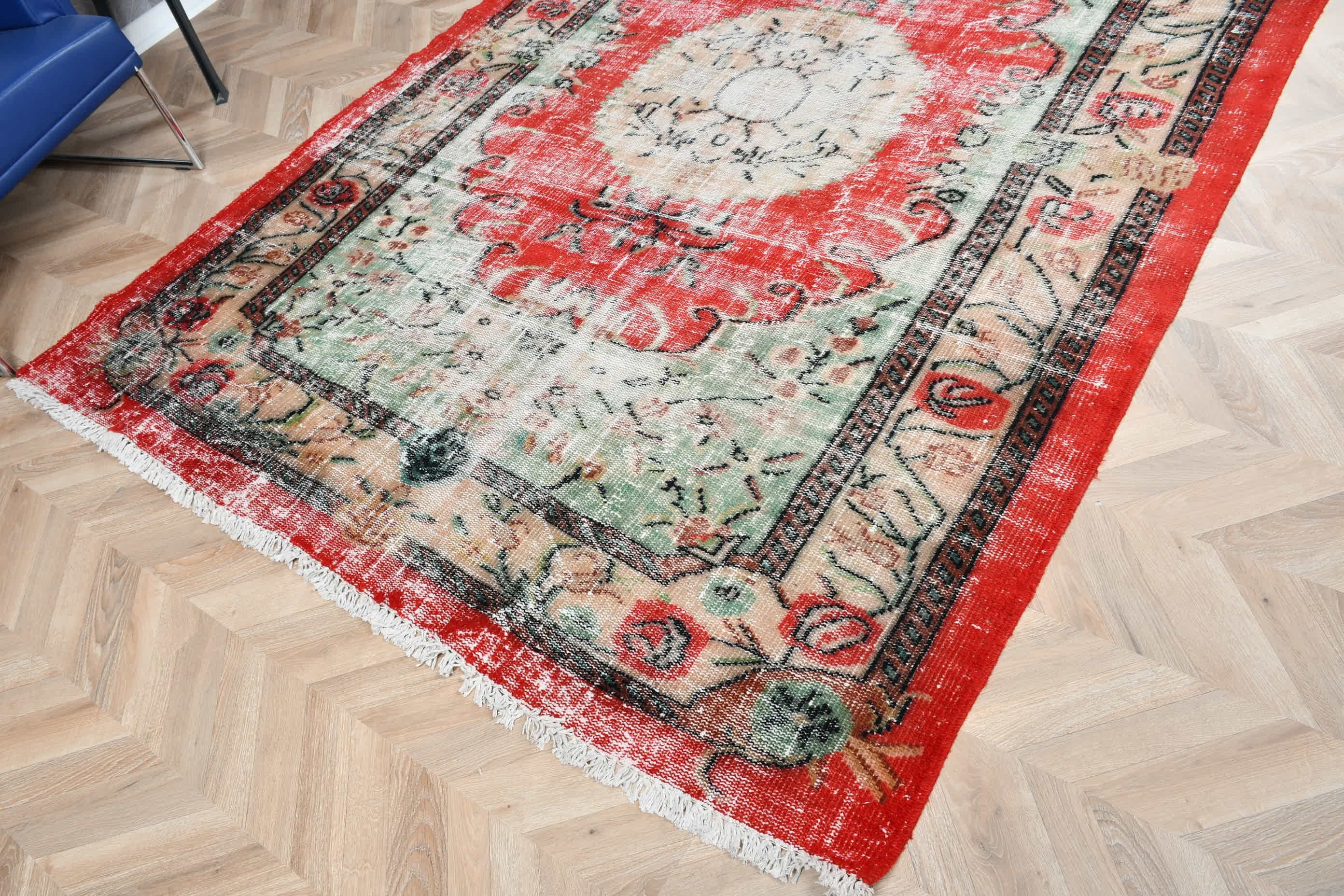 Rugs for Salon, Bedroom Rug, 6.1x8.8 ft Large Rug, Salon Rug, Floor Rugs, Turkish Rug, Pale Rug, Red Anatolian Rug, Wool Rugs, Vintage Rugs