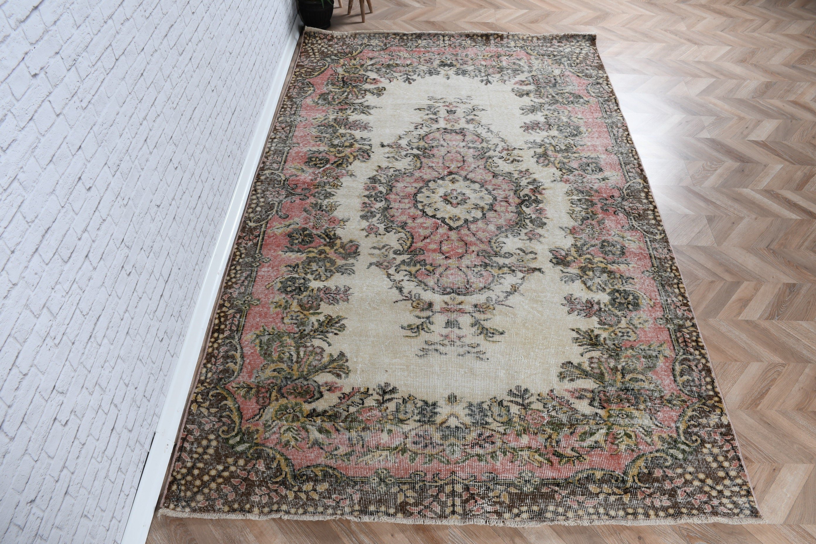 Dining Room Rug, Large Oushak Rugs, Wool Rug, Turkish Rug, 5.9x9.4 ft Large Rug, Moroccan Rug, Vintage Rug, Turkey Rug, Beige Oriental Rugs