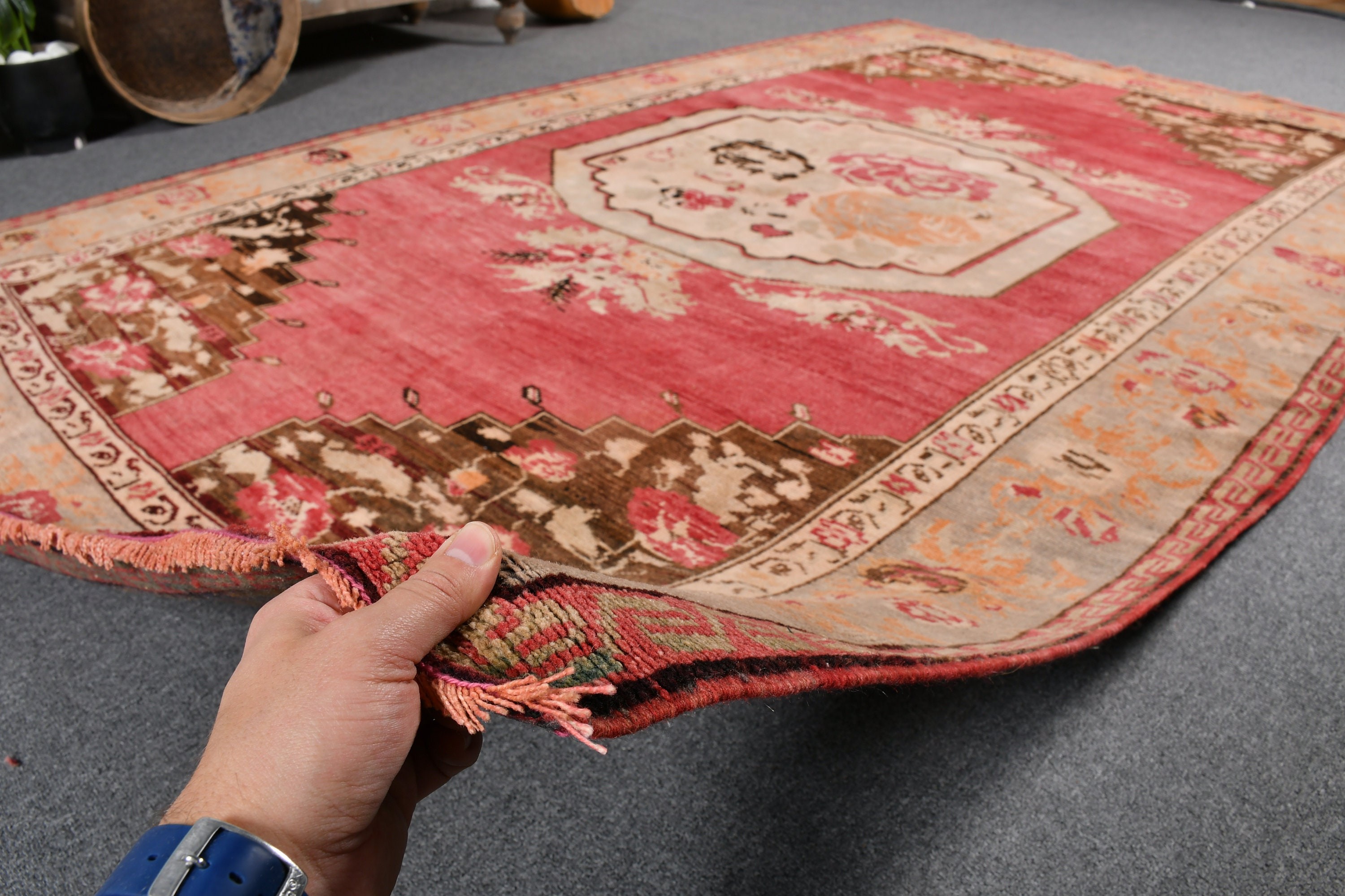 Dining Room Rug, Red Moroccan Rug, Vintage Rugs, Rugs for Bedroom, Bedroom Rug, Antique Rug, 5.2x8.2 ft Large Rug, Turkish Rugs, Tribal Rug