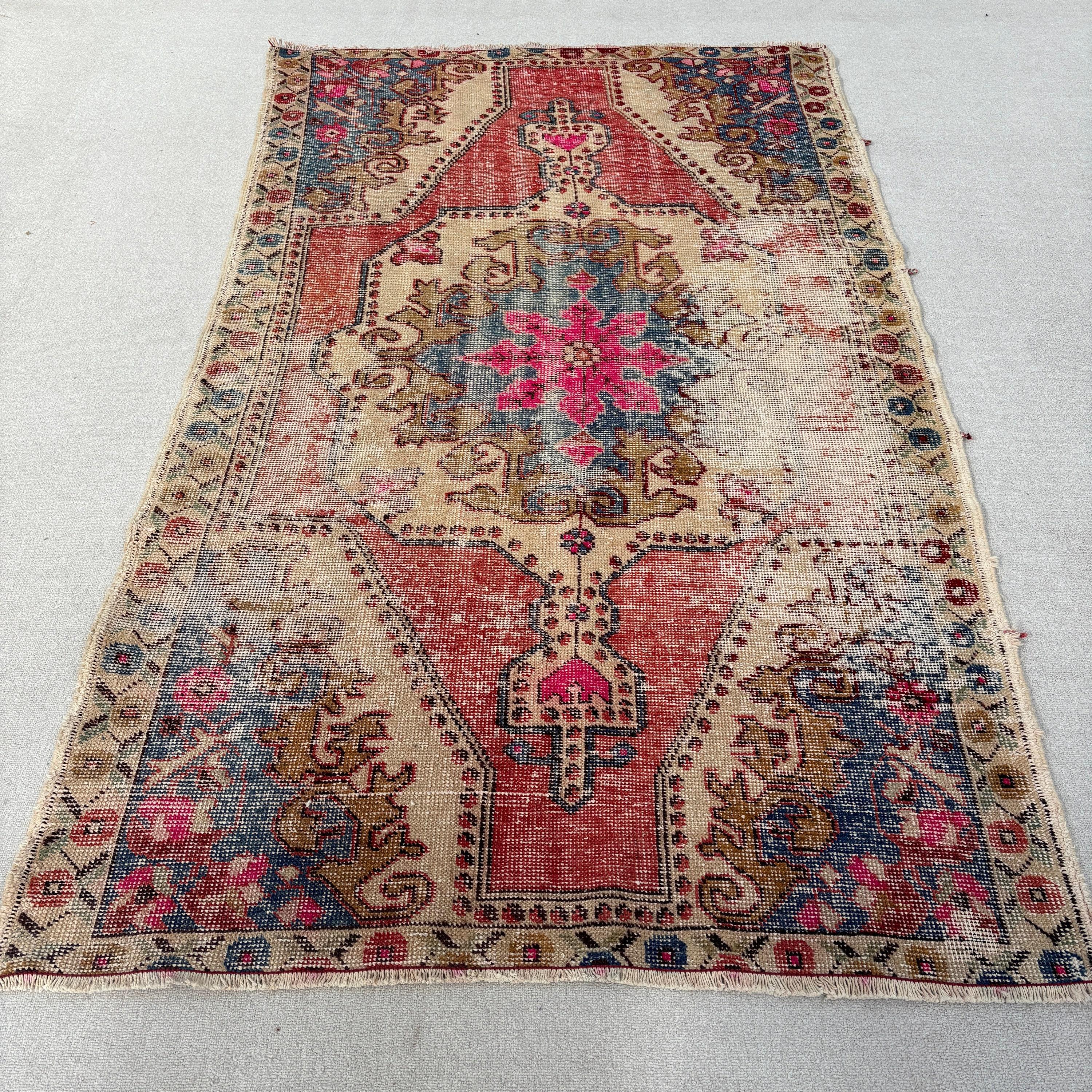 4.3x7.4 ft Alan Halısı, Çocuk Halısı, Boho Halıları, Vintage Dekor Halıları, Vintage Halıları, Türk Halısı, Kırmızı Mutfak Halısı, Alan Halıları, Fas Halısı