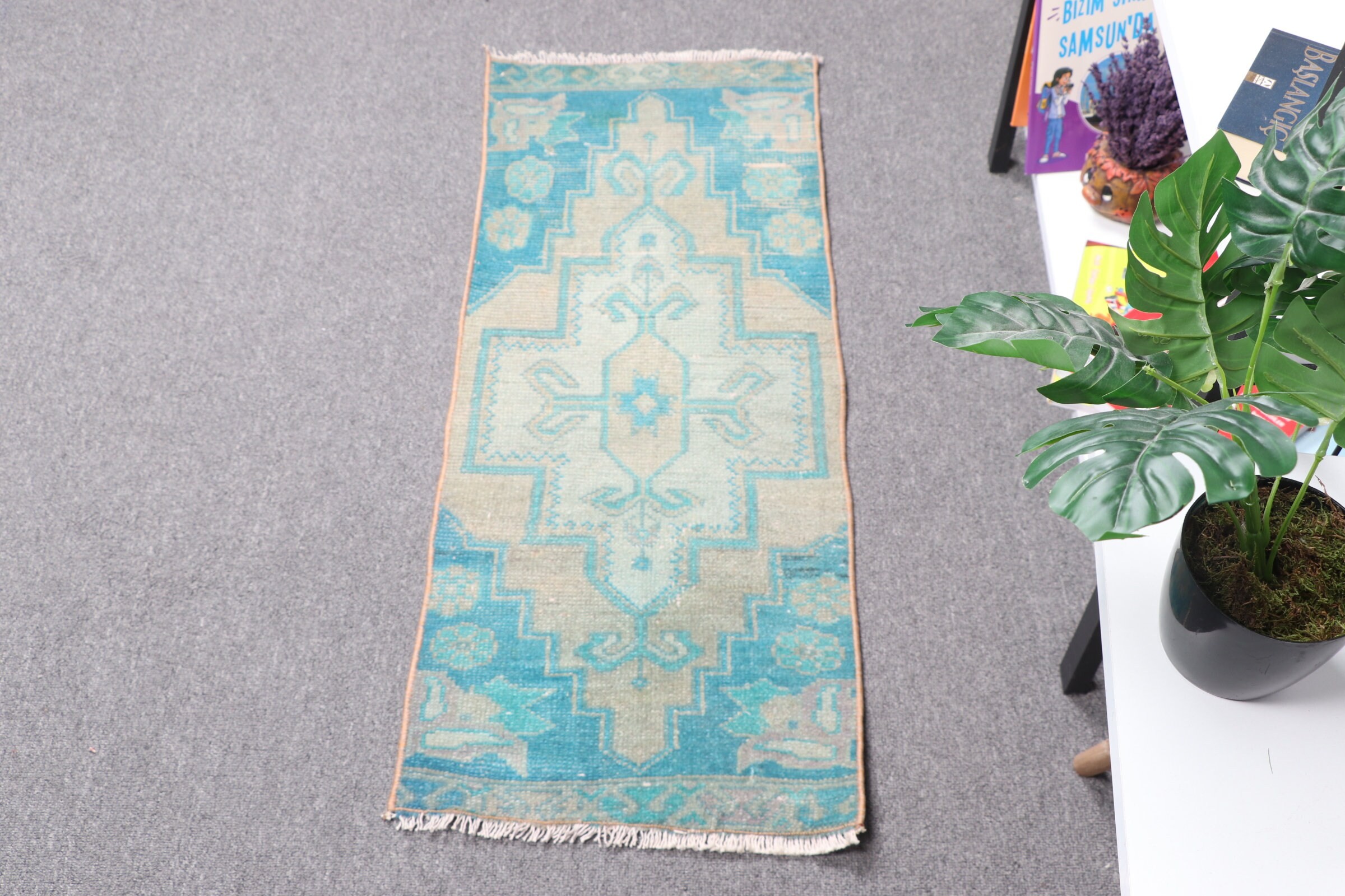 Nomadic Rug, Antique Rugs, Green Cool Rug, Vintage Rug, 1.3x3.3 ft Small Rugs, Nursery Rug, Entry Rug, Turkish Rugs