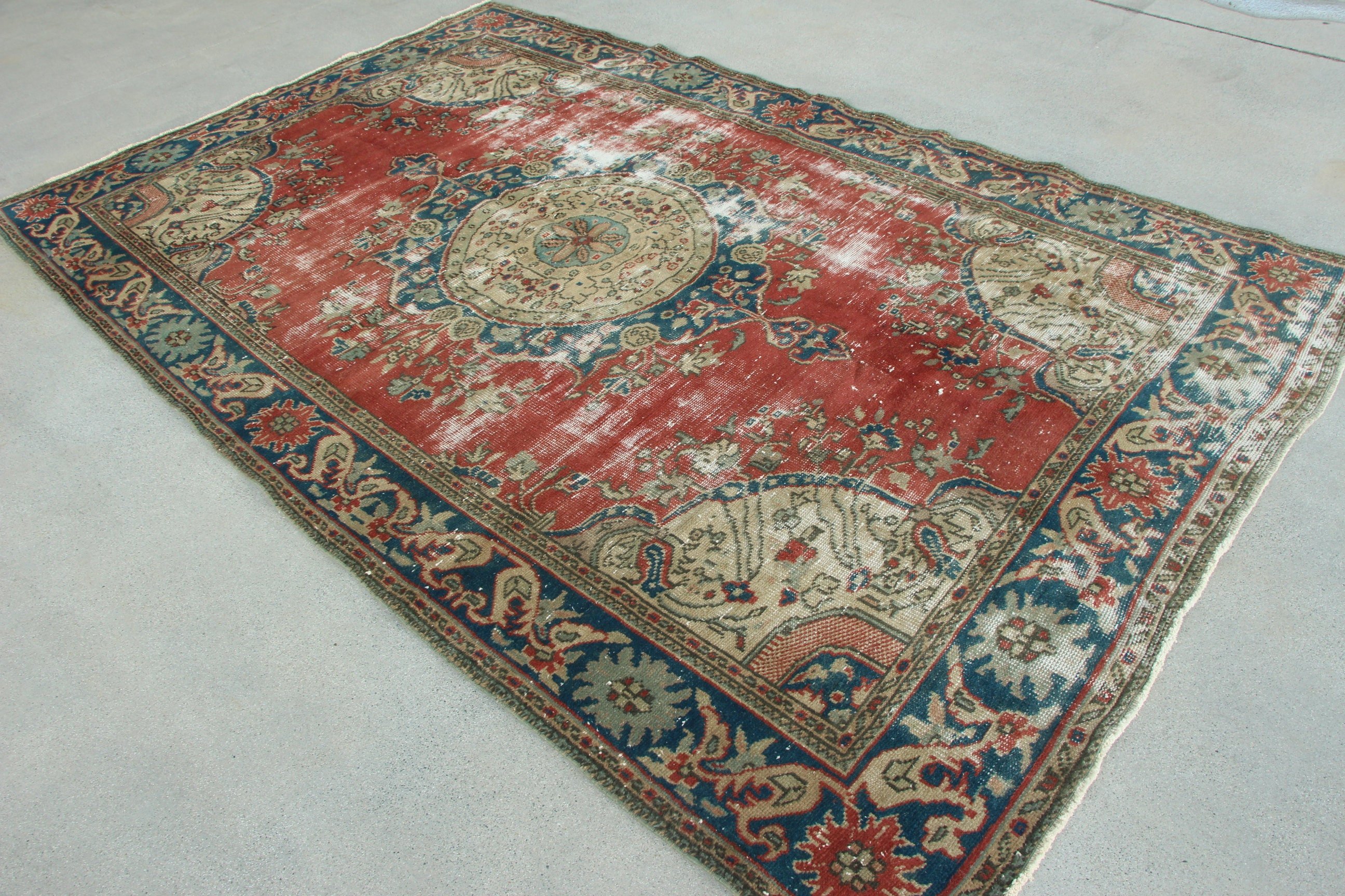 Lüks Halı, Geometrik Halılar, Türk Halısı, Yatak Odası Halısı, Harika Halılar, Vintage Halı, Kırmızı Ev Dekor Halısı, 6.2x9.5 ft Büyük Halı, Salon Halıları