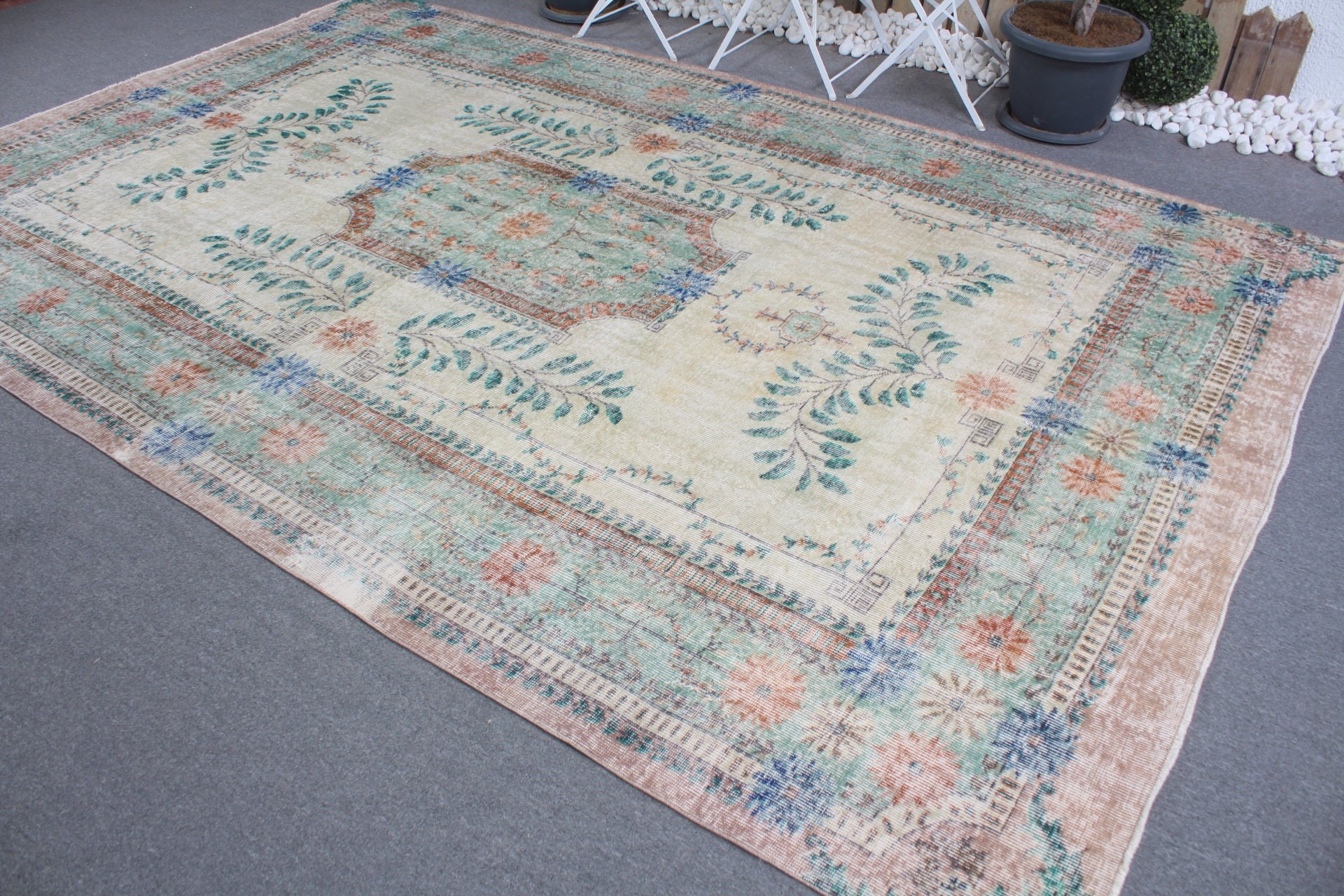 7.3x11.5 ft Oversize Rug, Turkish Rug, Antique Rug, Vintage Rugs, Green Floor Rug, Living Room Rugs, Anatolian Rugs, Cute Rug, Salon Rugs