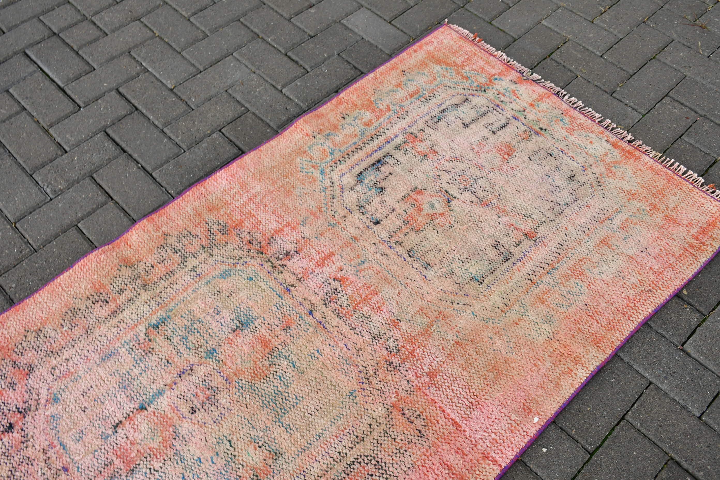 Kitchen Rug, 3x7.2 ft Accent Rug, Bedroom Rug, Rugs for Nursery, Turkish Rugs, Vintage Rug, Red Anatolian Rug, Antique Rug