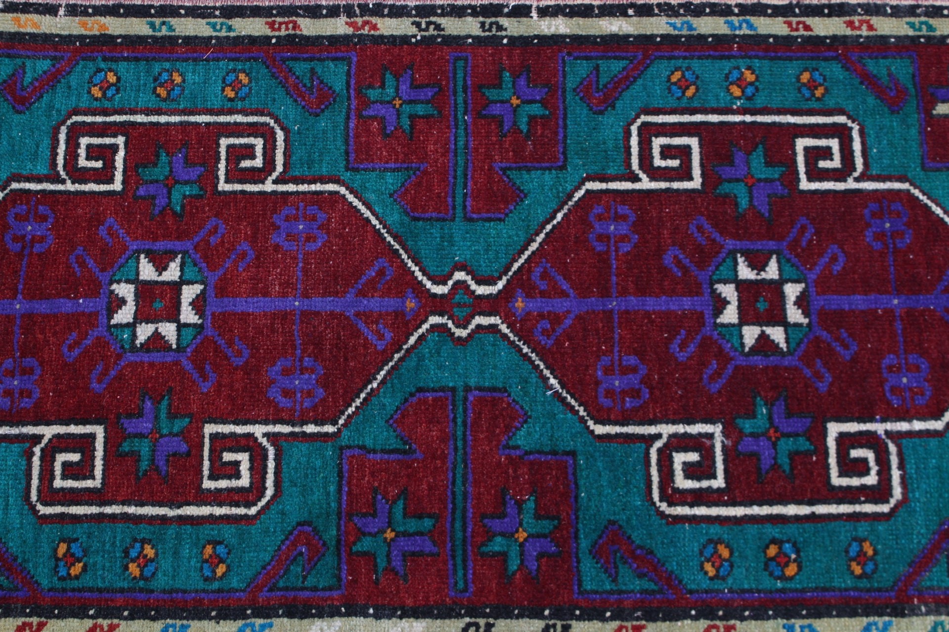 Mor Yün Halı, Vintage Halı, Türk Halısı, Mutfak Halıları, Duvara Asılı Halı, Yer Halıları, 1.7x3.6 ft Küçük Halı, Yatak Odası Halısı