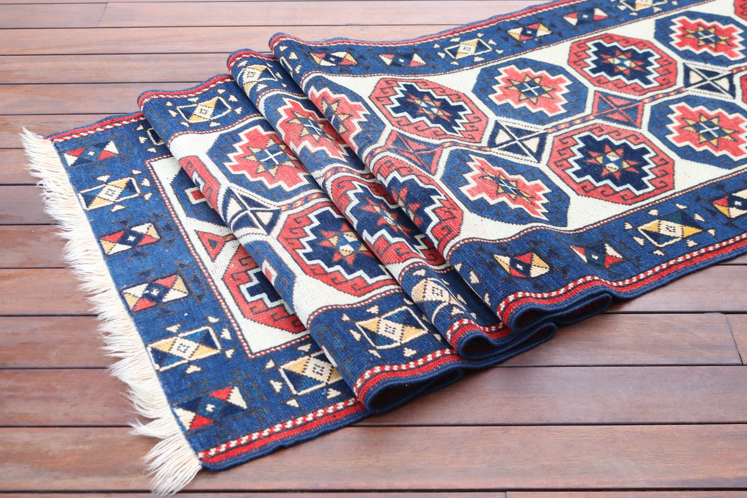 Mavi Açıklama Halısı, Türk Halısı, Boho Halısı, Koridor Halısı, Mutfak Halıları, Nötr Halı, Vintage Halı, 2.3x8.7 ft Runner Halıları, Mutfak Halıları