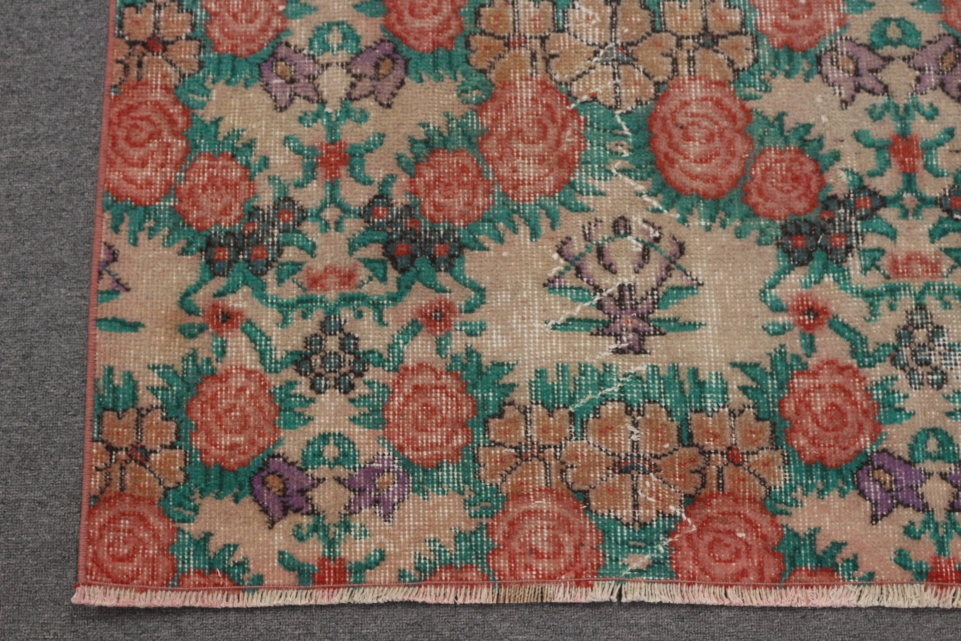 Vintage Halı, Türk Halısı, Oturma Odası Halıları, 4,5x8,4 ft Alan Halısı, Yatak Odası Halısı, Oryantal Halılar, Parlak Halı, Kırmızı Fas Halısı