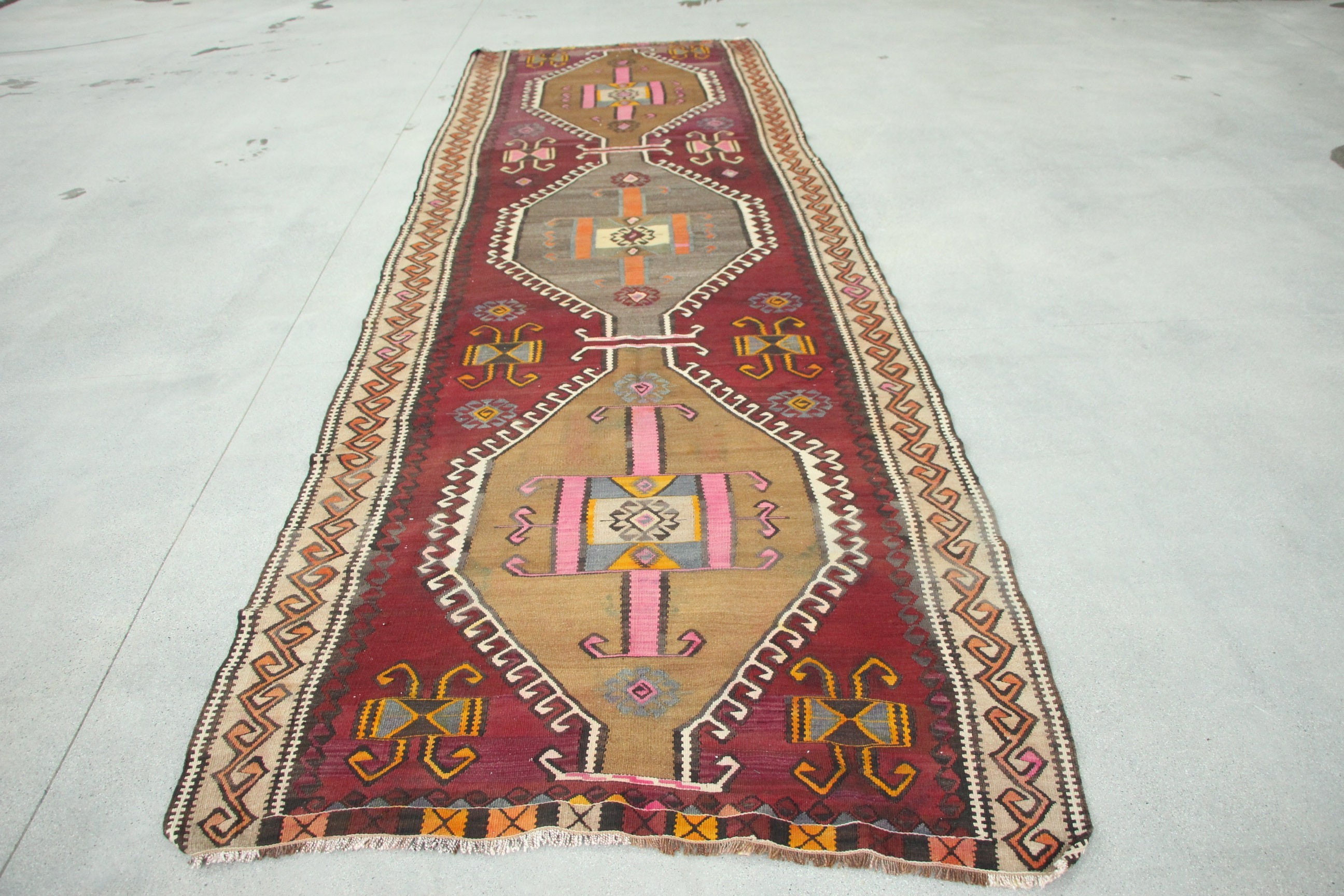 Koridor Halısı, Vintage Halı, Gökkuşağı Ev Dekor Halısı, Türk Halıları, Yer Halıları, Kilim, Koridor Halısı, 4.5x14.3 ft Runner Halıları, Ev Dekor Halısı