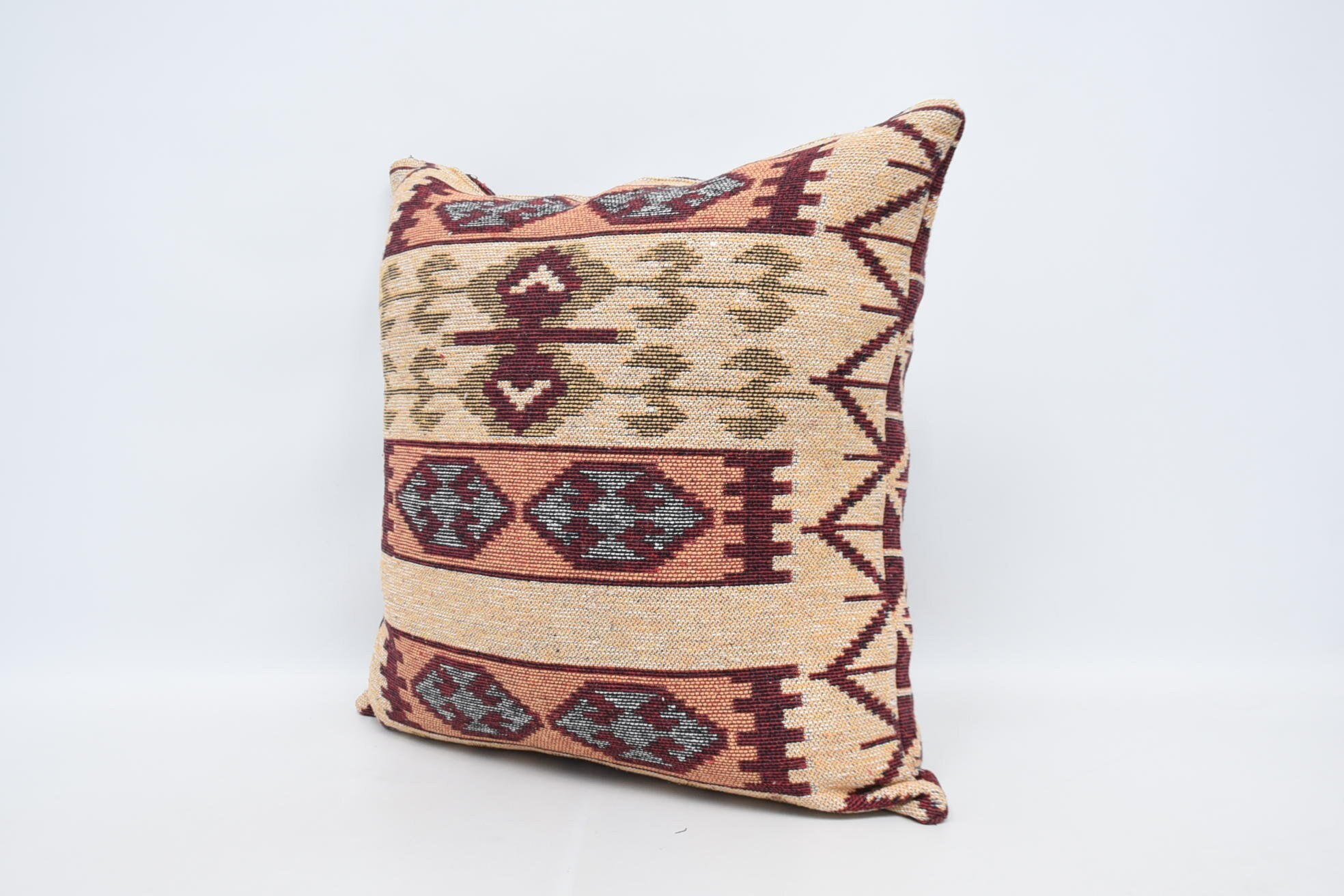 Outdoor Patio Pillow Case, Kilim Pillow Cover, Turkish Corner Pillow Cover, Antique Pillows, 28"x28" Yellow Cushion Case, Pillow for Sofa