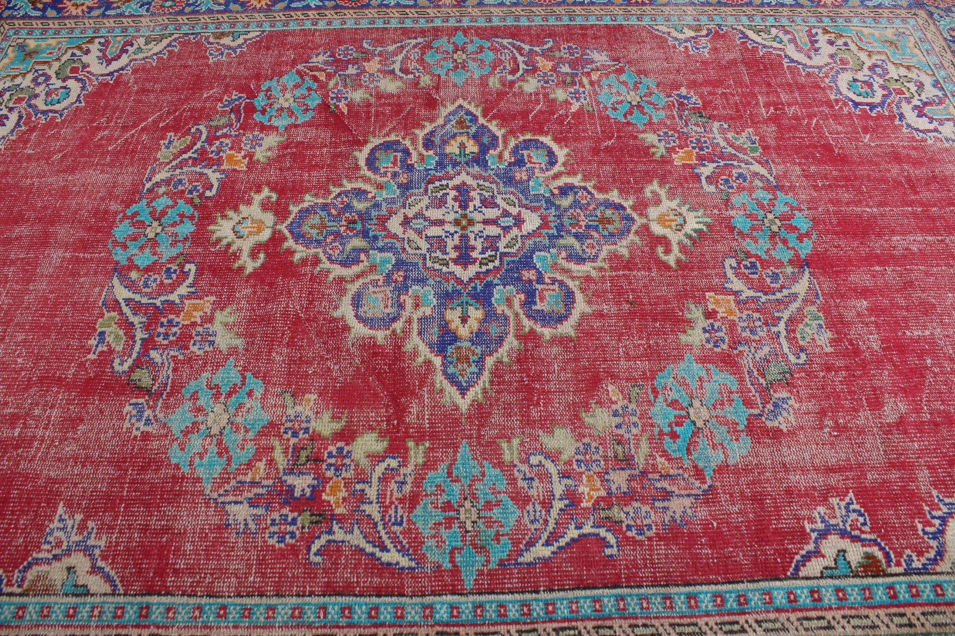 Yatak Odası Halıları, Anadolu Halısı, Sanat Halısı, Oturma Odası Halısı, Kırmızı Ev Dekor Halısı, 6.9x9.9 ft Büyük Halılar, Vintage Halı, Türk Halısı, Yemek Odası Halısı