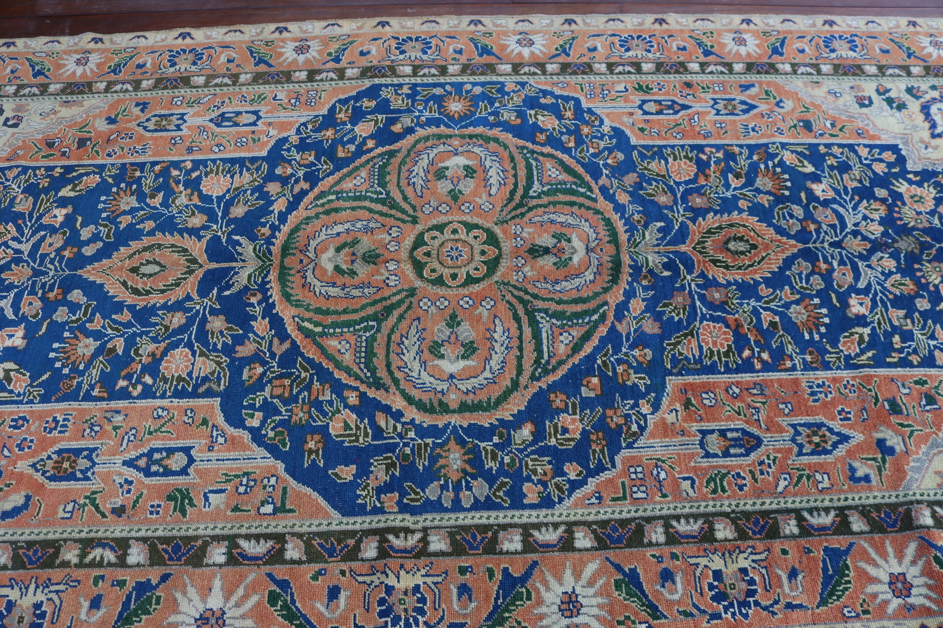 Türk Halısı, Oturma Odası Halısı, Egzotik Halı, 5.1x11.3 ft Büyük Halı, Mavi Anadolu Halısı, Vintage Halı, Oushak Halıları, Yatak Odası Halıları, Geometrik Halılar