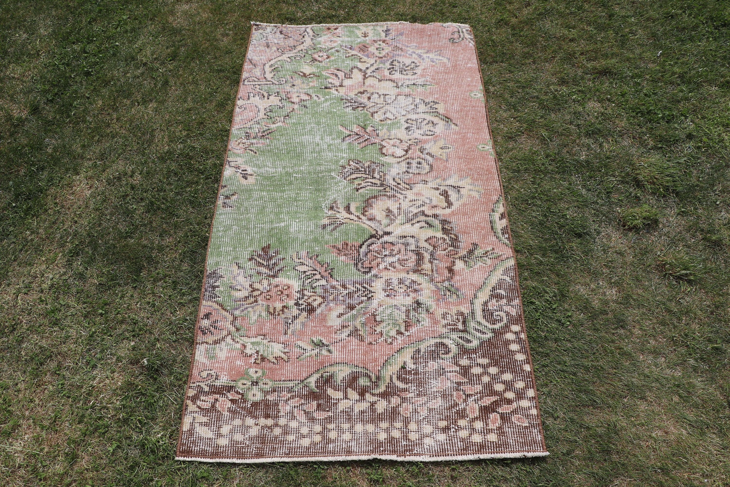 Vintage Rugs, Green Home Decor Rug, Modern Rug, Entry Rugs, Turkish Rug, Rugs for Nursery, Wool Rugs, 2.4x4.6 ft Small Rugs, Car Mat Rug