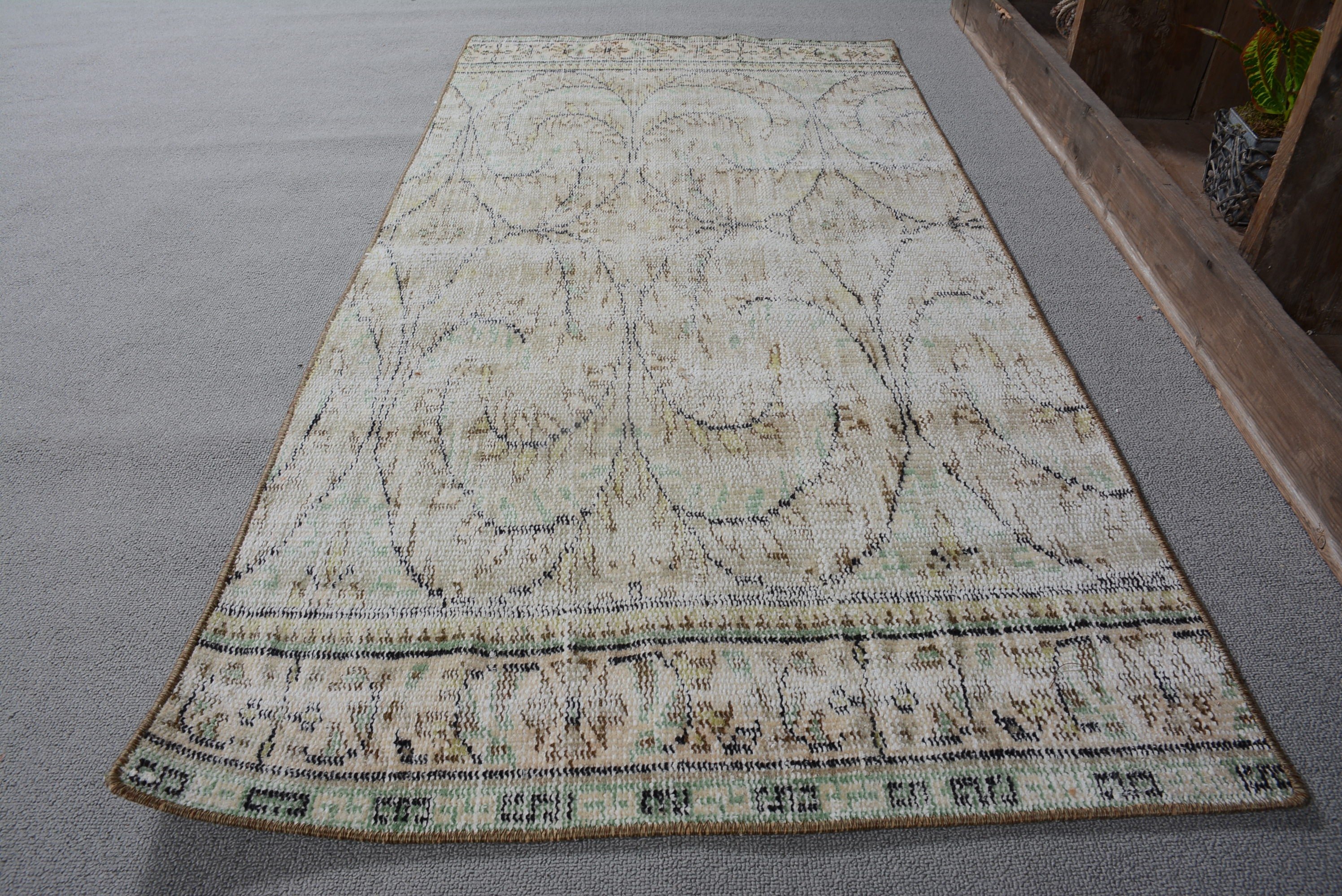 2.3x4.8 ft Small Rug, Entry Rug, Turkish Rug, Floor Rugs, Cool Rug, Vintage Rugs, Car Mat Rug, Rugs for Wall Hanging, Green Antique Rug