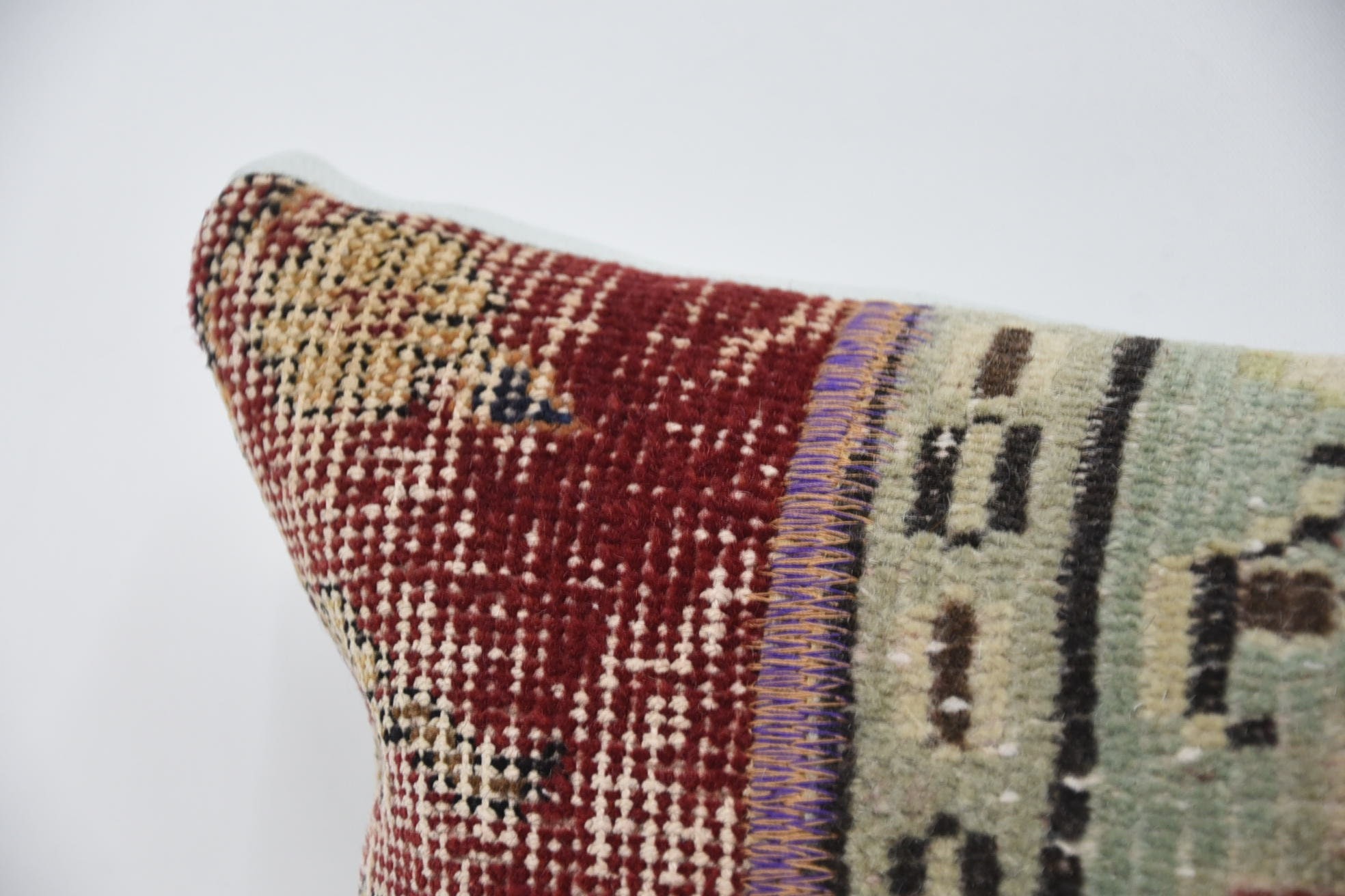 Pattern Throw Pillow, Antique Pillows, Christmas Pillow, Pillow for Sofa, Kilim Pillow Cover, 12"x24" Green Pillow Case