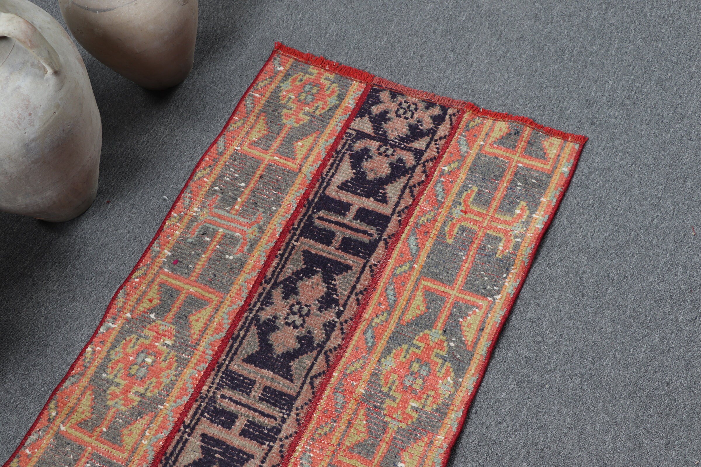 Rugs for Bath, Oriental Rugs, Orange Antique Rug, Turkish Rugs, 2x2.8 ft Small Rug, Kitchen Rug, Bedroom Rug, Car Mat Rug, Vintage Rugs