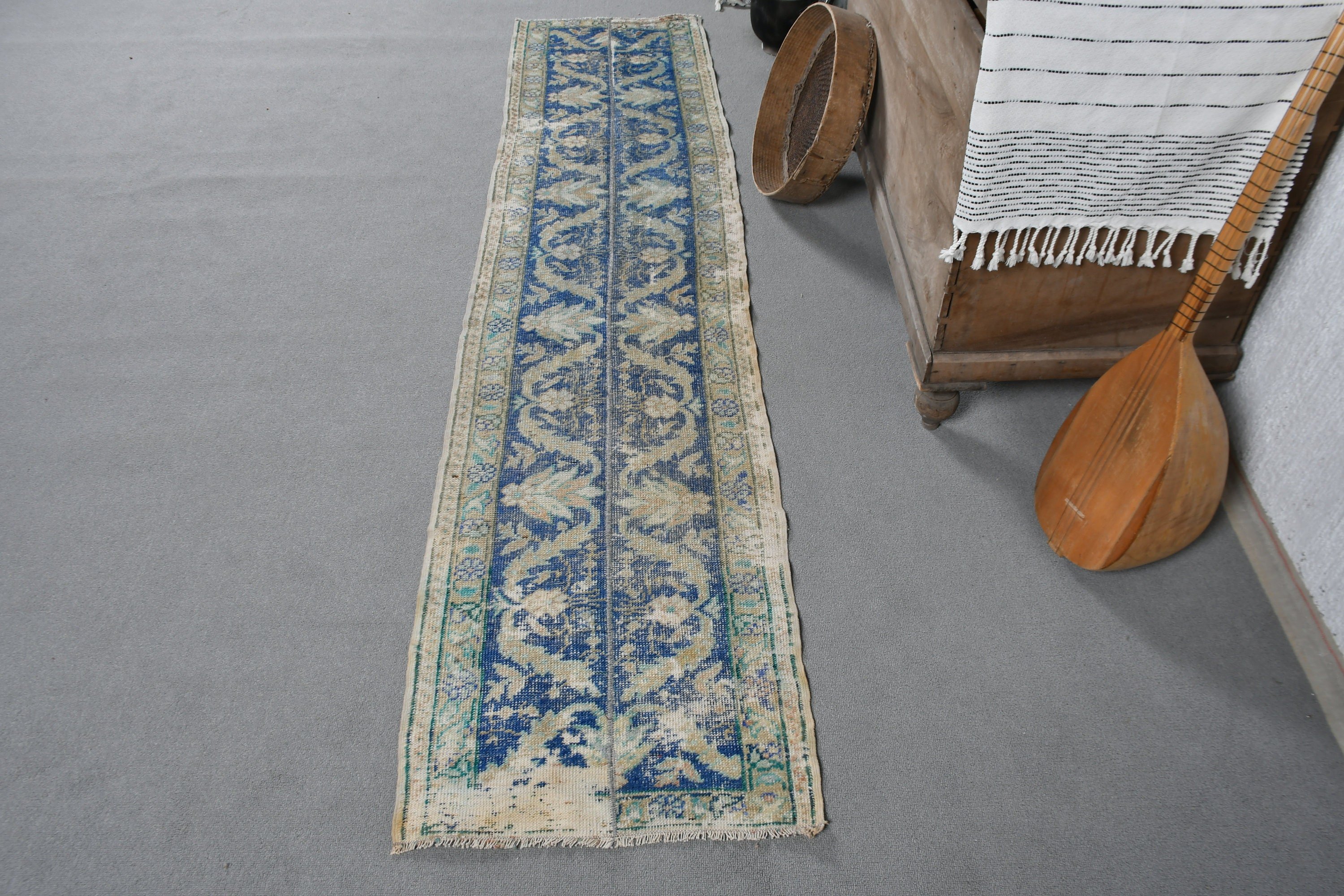 Turkish Rug, 1.7x7.5 ft Runner Rug, Blue Bedroom Rugs, Kitchen Rugs, Aztec Rug, Rugs for Kitchen, Floor Rug, Stair Rugs, Vintage Rugs