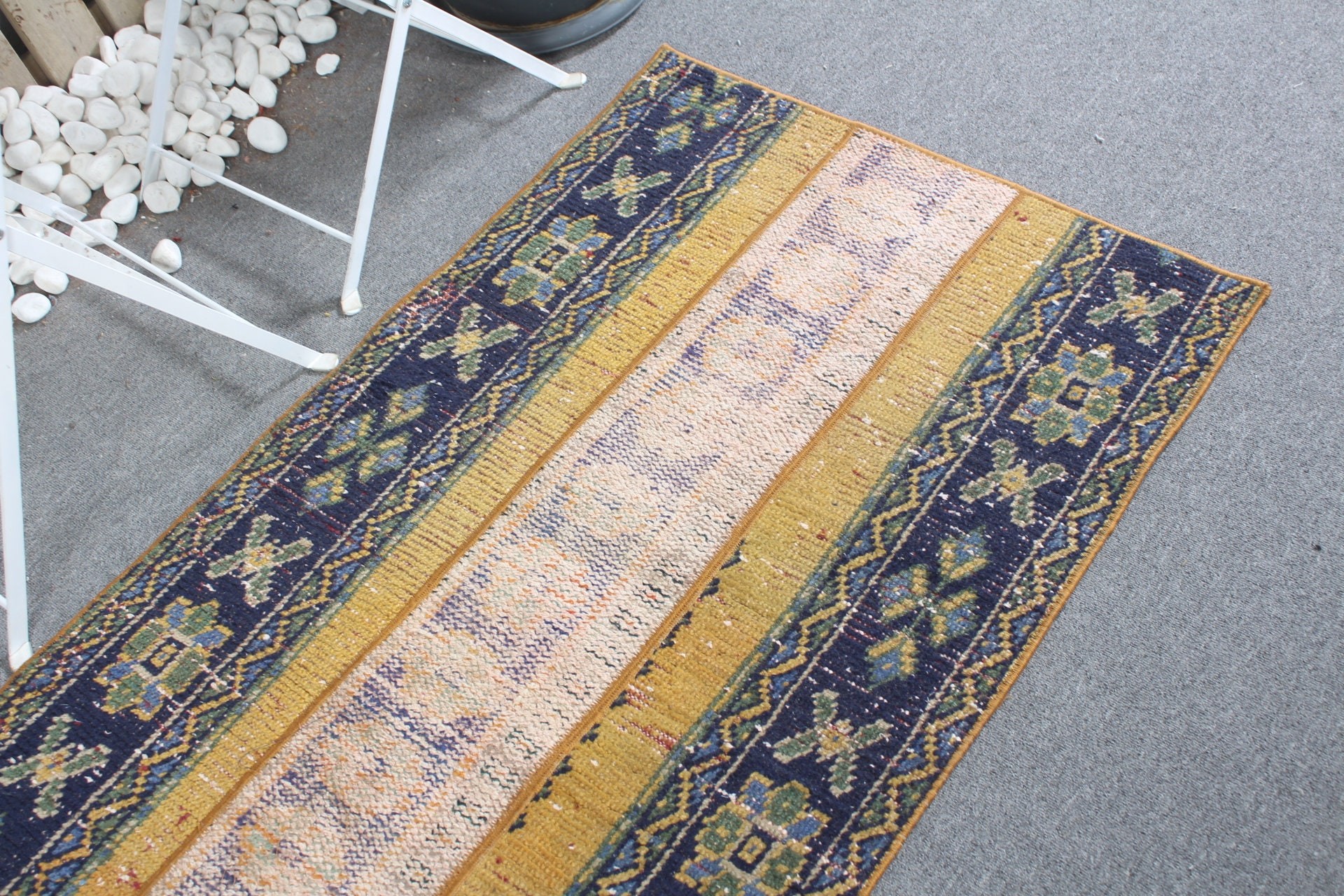 2.6x5.4 ft Küçük Halı, Yurt Halıları, Vintage Halılar, Mavi Oryantal Halı, Türk Halısı, Antika Halı, Yatak Odası Halısı, Duvara Asılı Halı, Araba Paspas Halıları