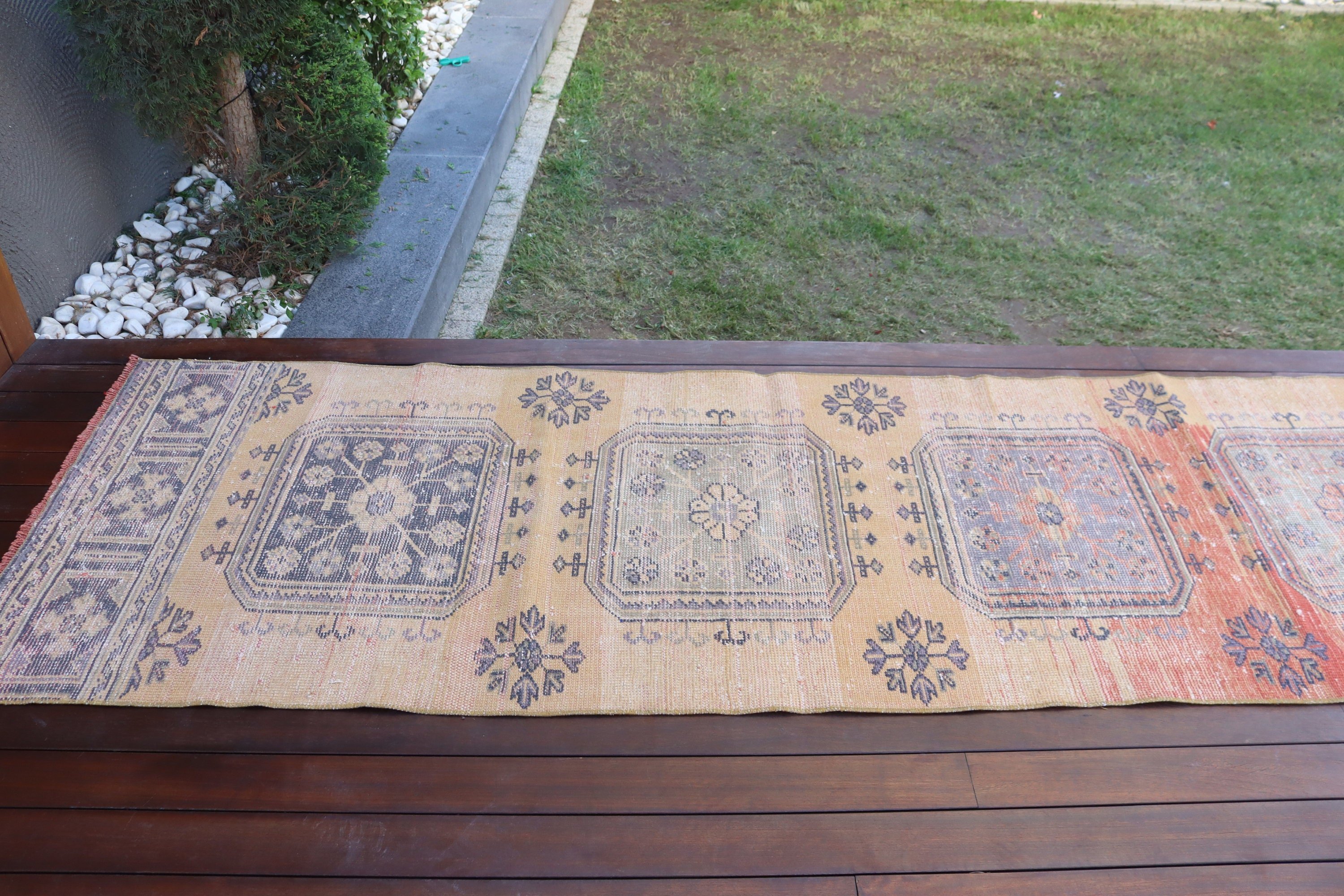 Sarı Yatak Odası Halısı, 2.7x11.3 ft Runner Halısı, Açıklama Halısı, Beni Ourain Runner Halıları, Türk Halıları, Vintage Halılar, El Yapımı Halılar, Havalı Halı