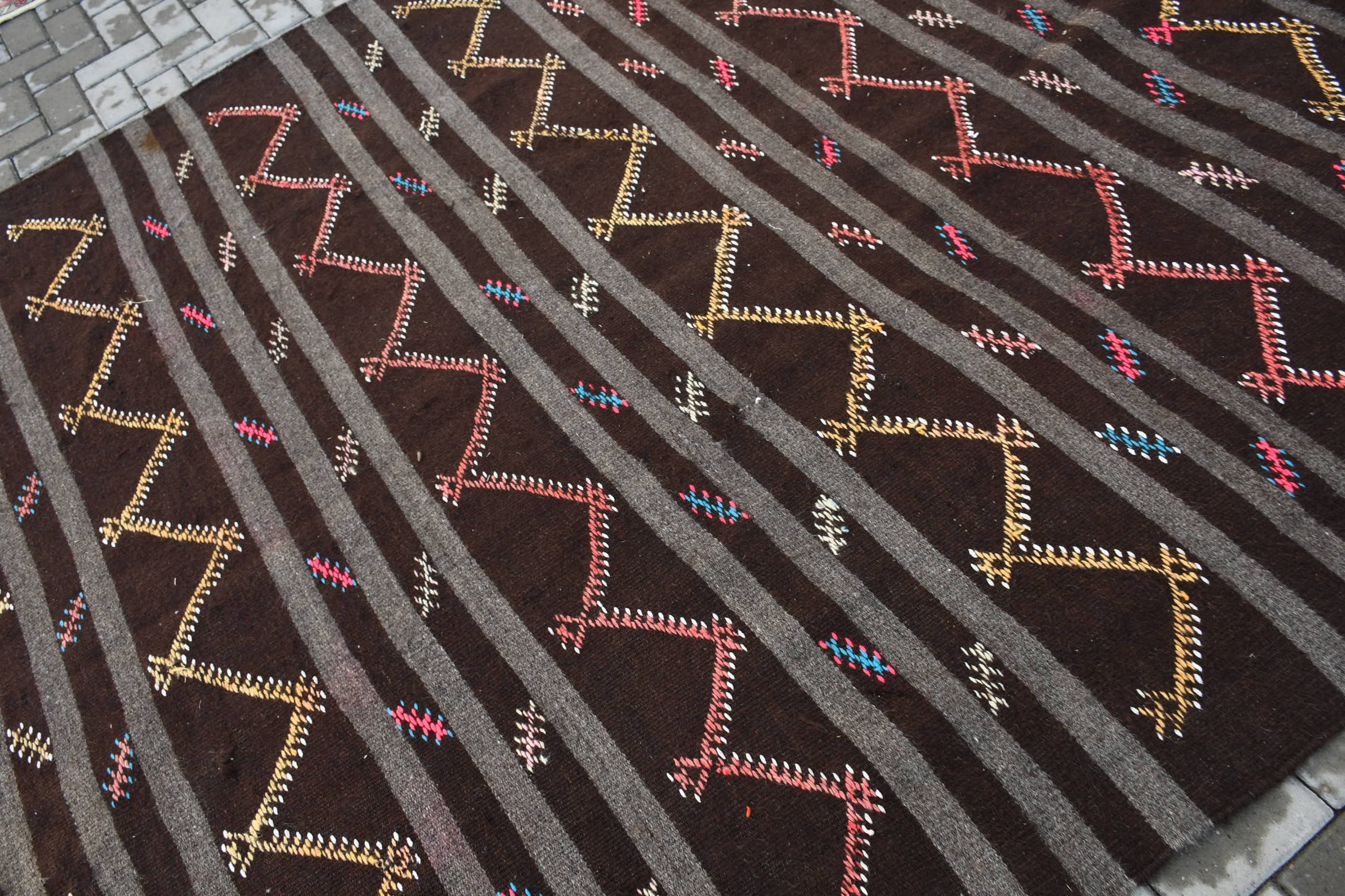 Kahverengi Havalı Halılar, Dış Mekan Halısı, 7.2x9.8 ft Büyük Boy Halılar, Salon Halısı, Salon Halısı, Vintage Halı, Antika Halı, Kilim, Türk Halıları, Anadolu Halısı