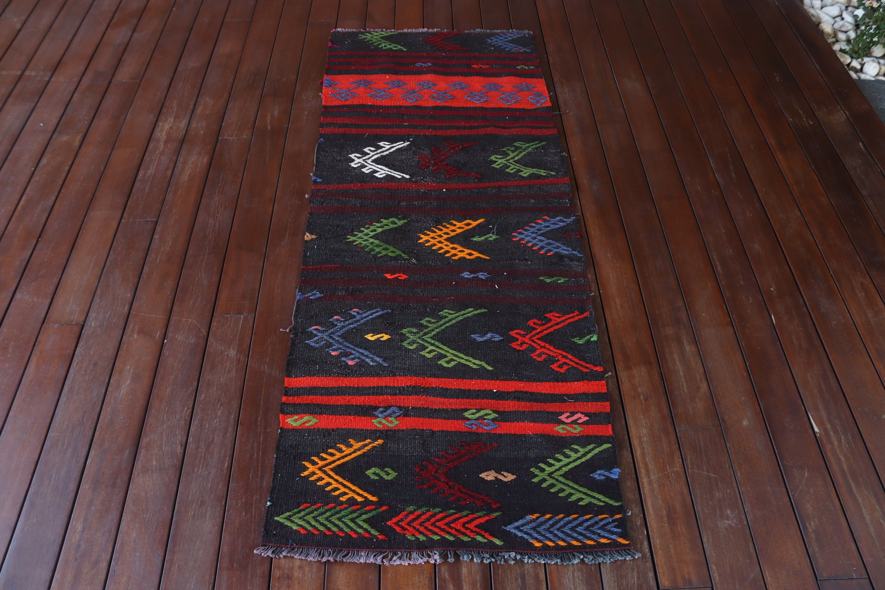 Kırmızı Yün Halı, Kilim, Türk Halıları, Aztek Halıları, Lüks Halı, 2x5,3 ft Yolluk Halıları, Koridor Halıları, Uzun Yolluk Halısı, Vintage Halı