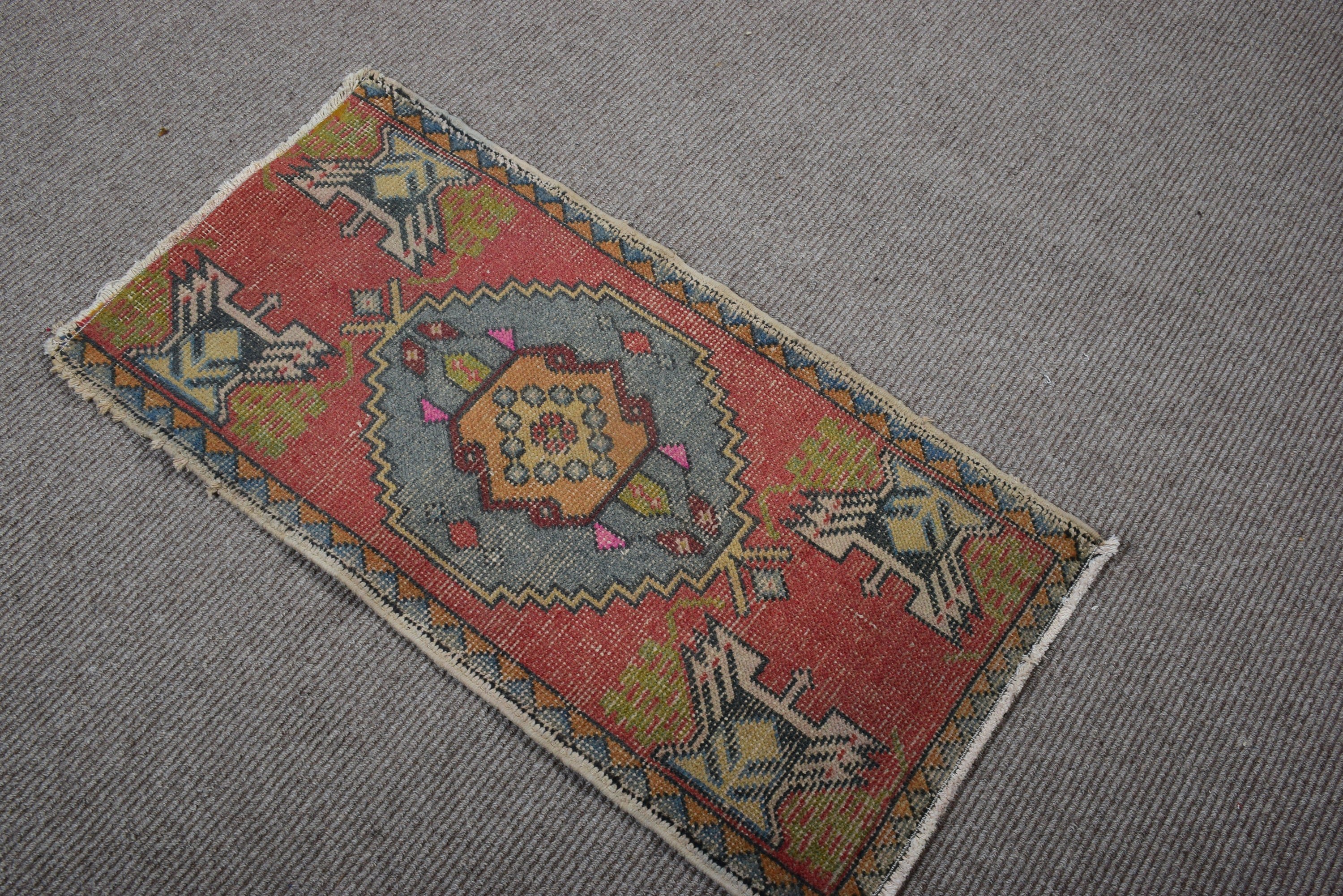 Vintage Rug, 1.7x3.3 ft Small Rugs, Red Antique Rug, Turkish Rugs, Entry Rugs, Kitchen Rugs, Moroccan Rug, Handwoven Rugs, Outdoor Rug