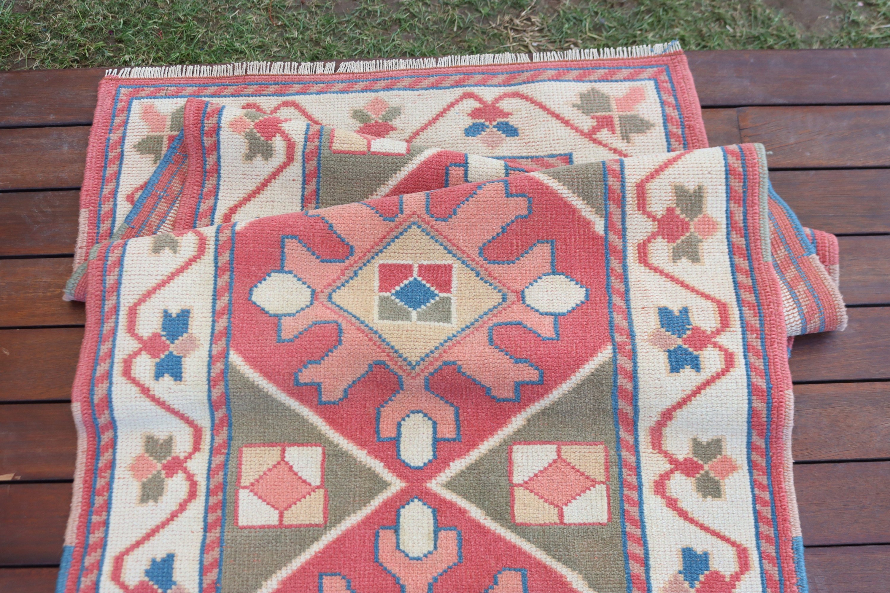 Kitchen Rug, Vintage Rug, Pink Home Decor Rugs, Oushak Rug, Vintage Runner Rugs, 2.6x7.4 ft Runner Rugs, Hallway Rug, Turkish Rugs