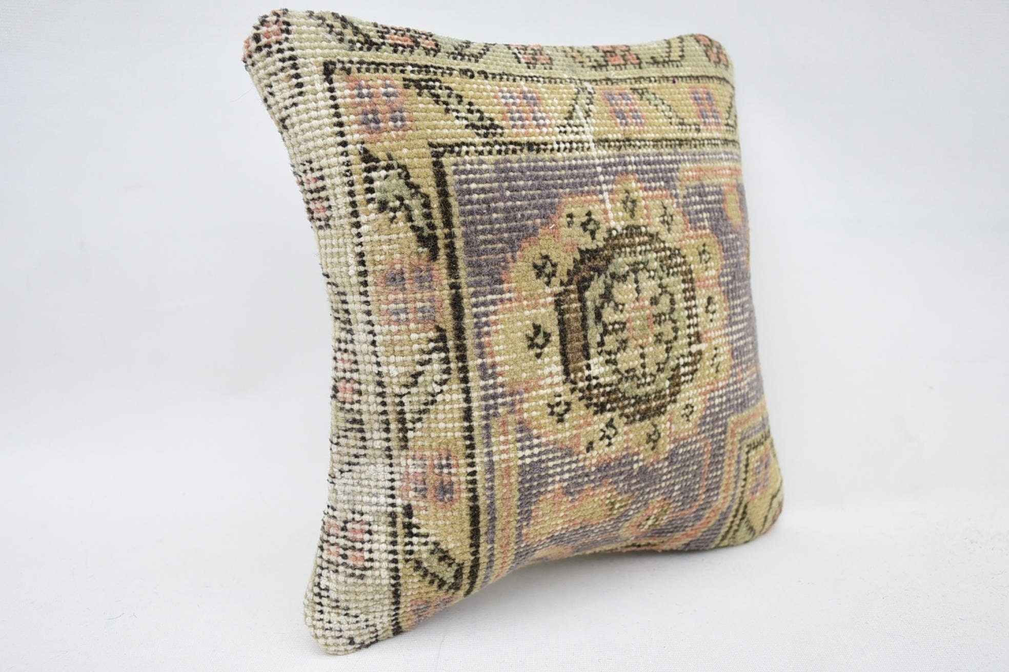 Throw Kilim Pillow, Cozy Throw Pillow Sham, Handmade Kilim Cushion, 12"x12" Beige Cushion Cover, Vintage Kilim Pillow