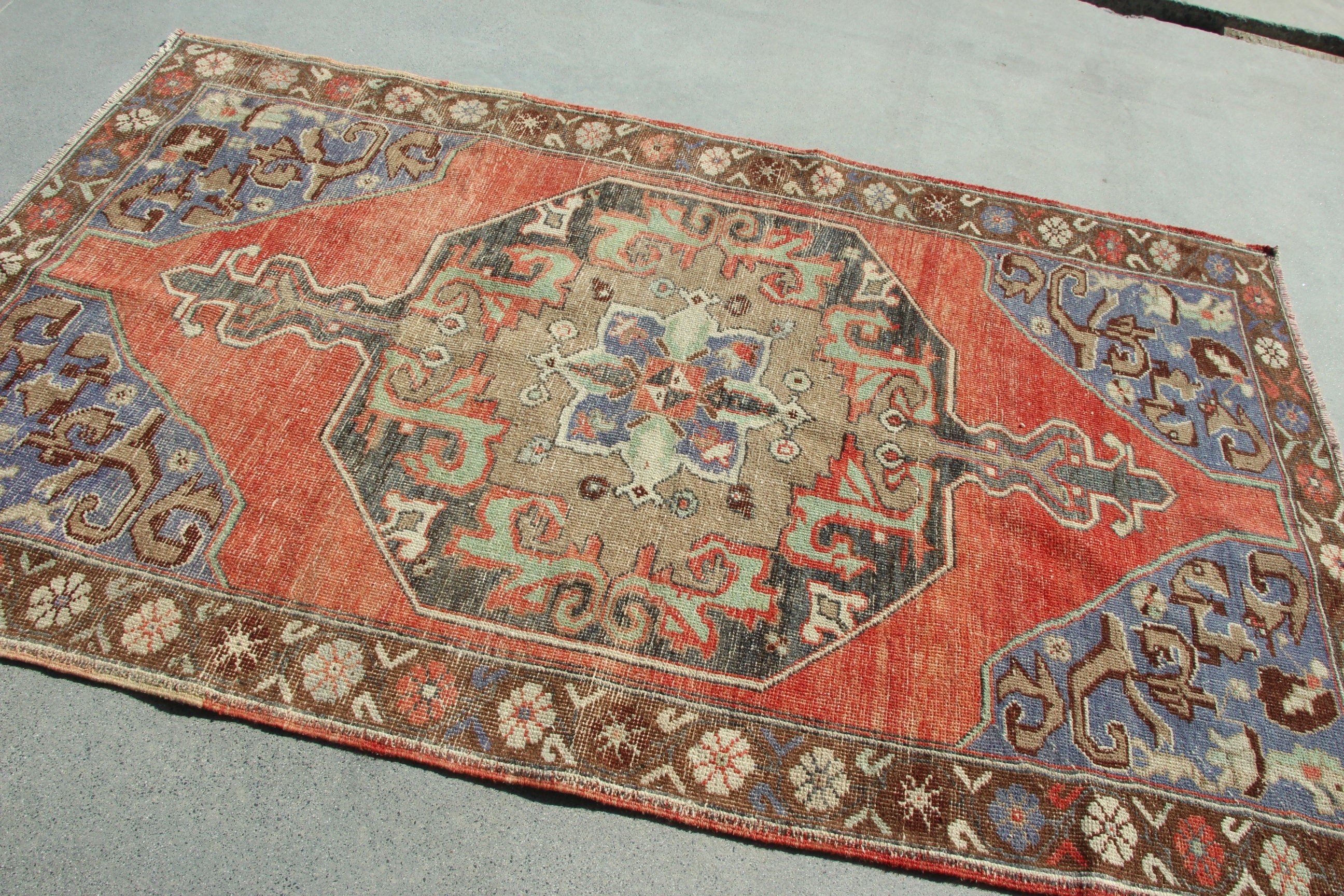 Kilim, Mutfak Halıları, Nötr Halı, Yemek Odası Halıları, 4,4x7,2 ft Alan Halıları, Türk Halısı, Lüks Halı, Kırmızı Oryantal Halılar, Vintage Halı