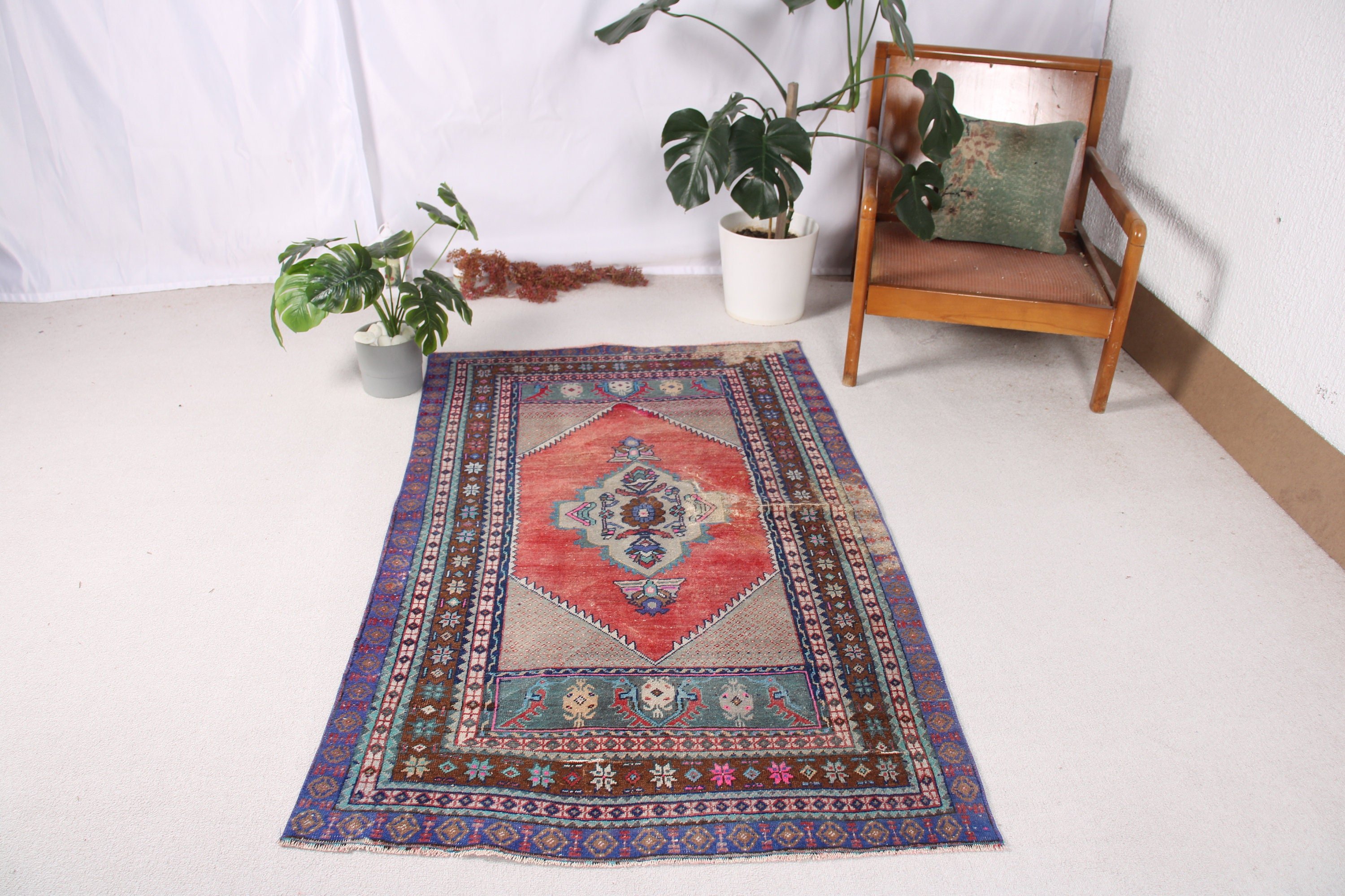 Türkiye Halısı, Türk Halısı, 3,4x5,5 ft Aksan Halıları, Yatak Odası Halıları, Kırmızı Açıklama Halıları, Yün Halısı, Anadolu Halıları, Vintage Halılar, Mutfak Halısı