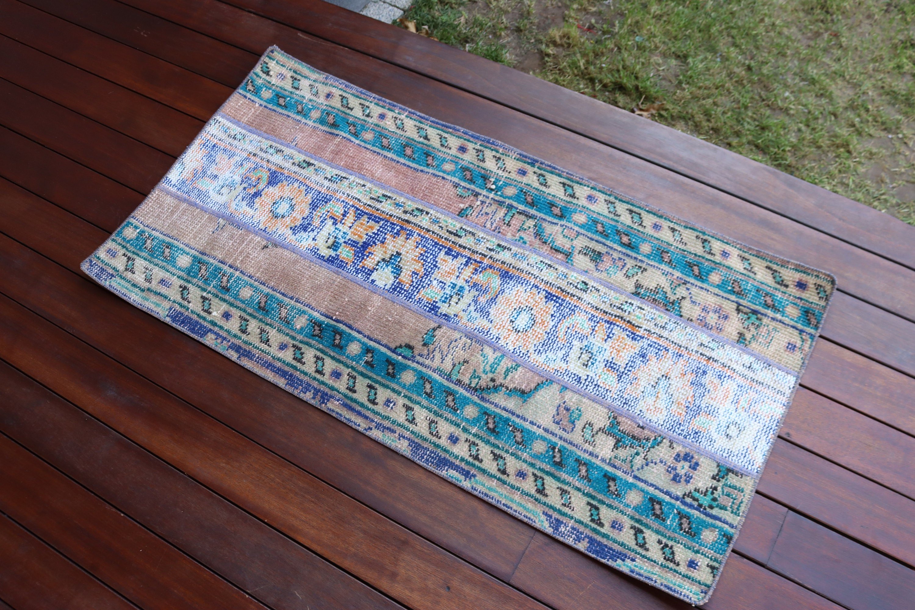 Yün Halı, Vintage Halılar, 1.9x3.7 ft Küçük Halılar, Yer Halısı, Yeşil Fas Halısı, Mutfak Halısı, Türk Halıları, Duvara Asılı Halı, Düz Dokuma Halılar